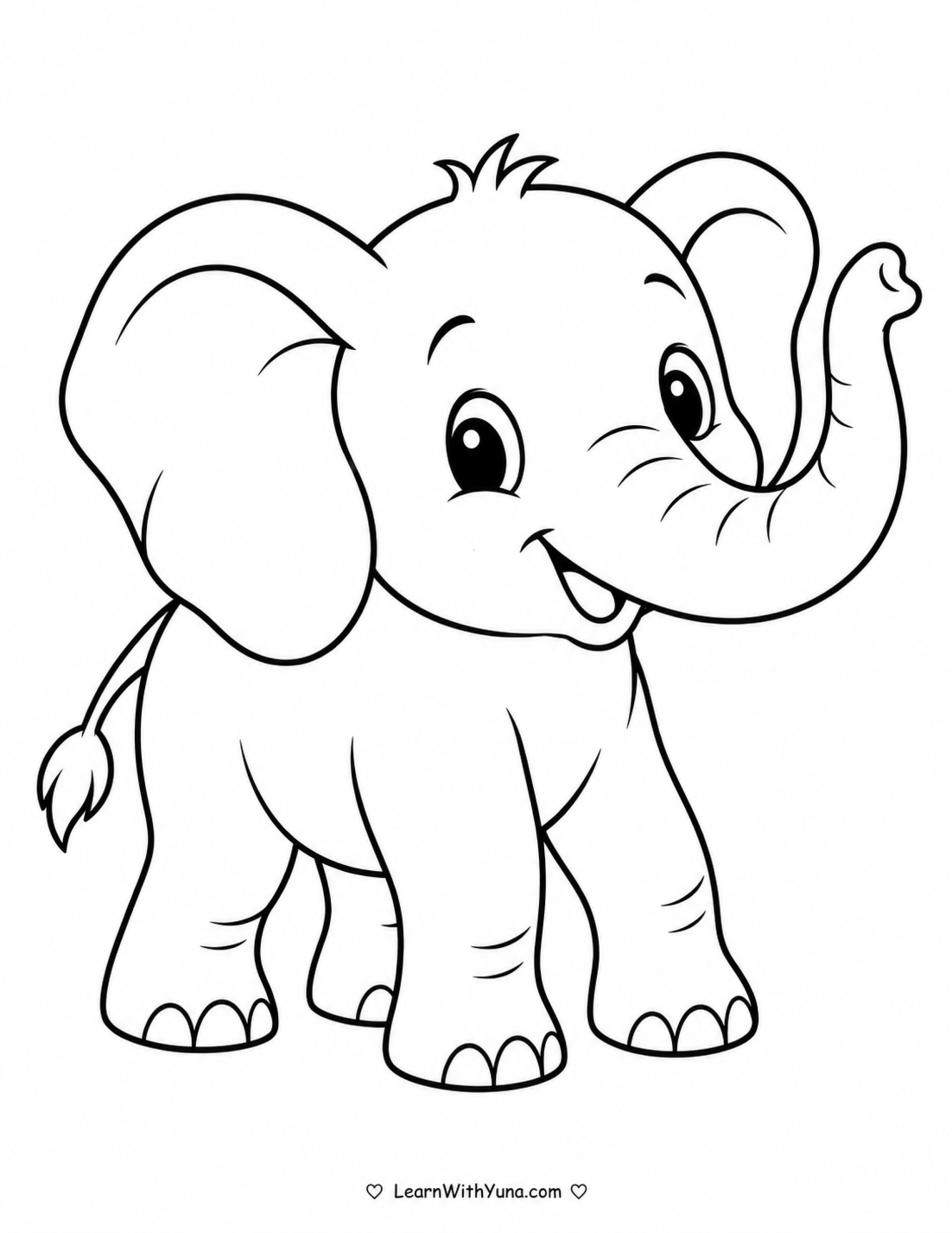 Cute Elephant Coloring Page