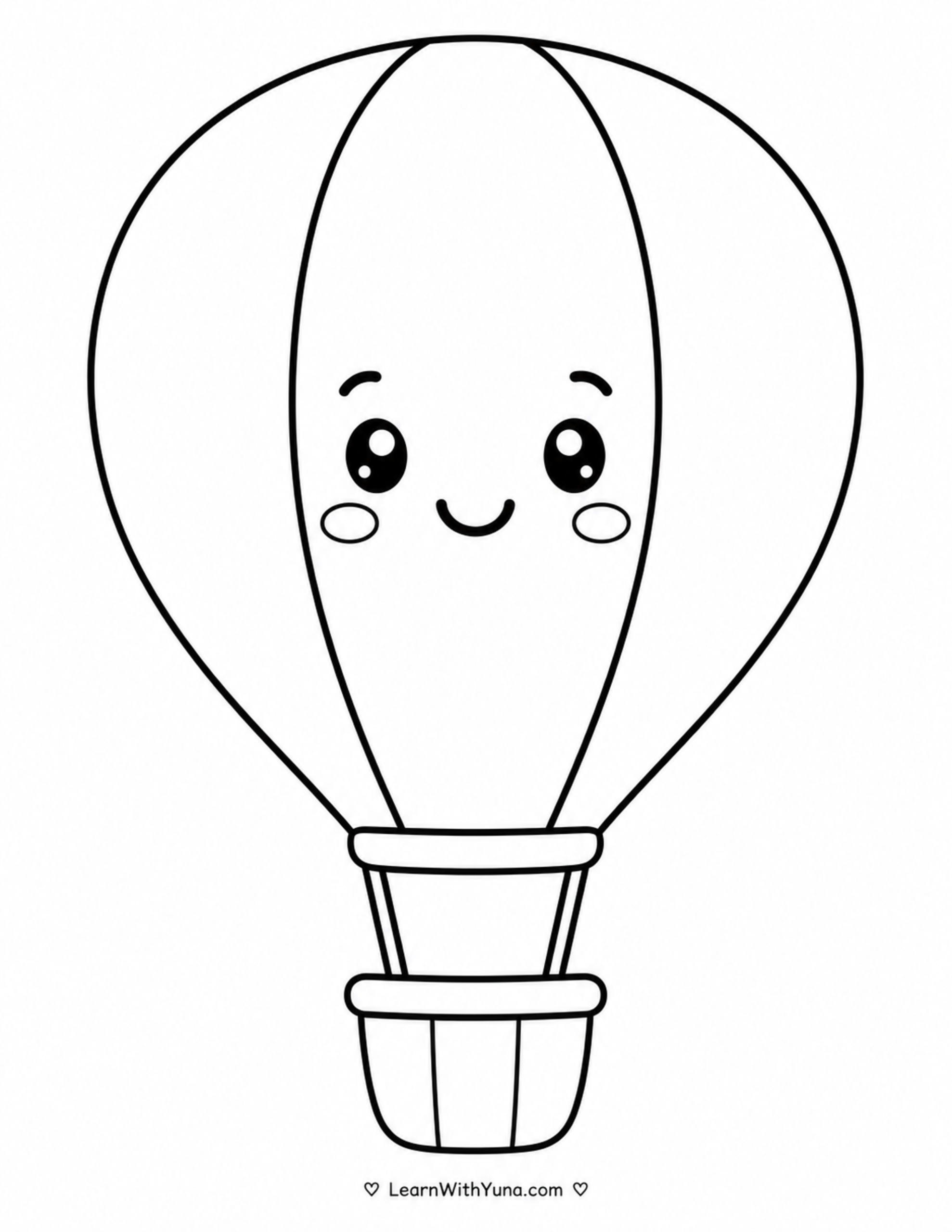 Cute Hot-Air Balloon Coloring Page