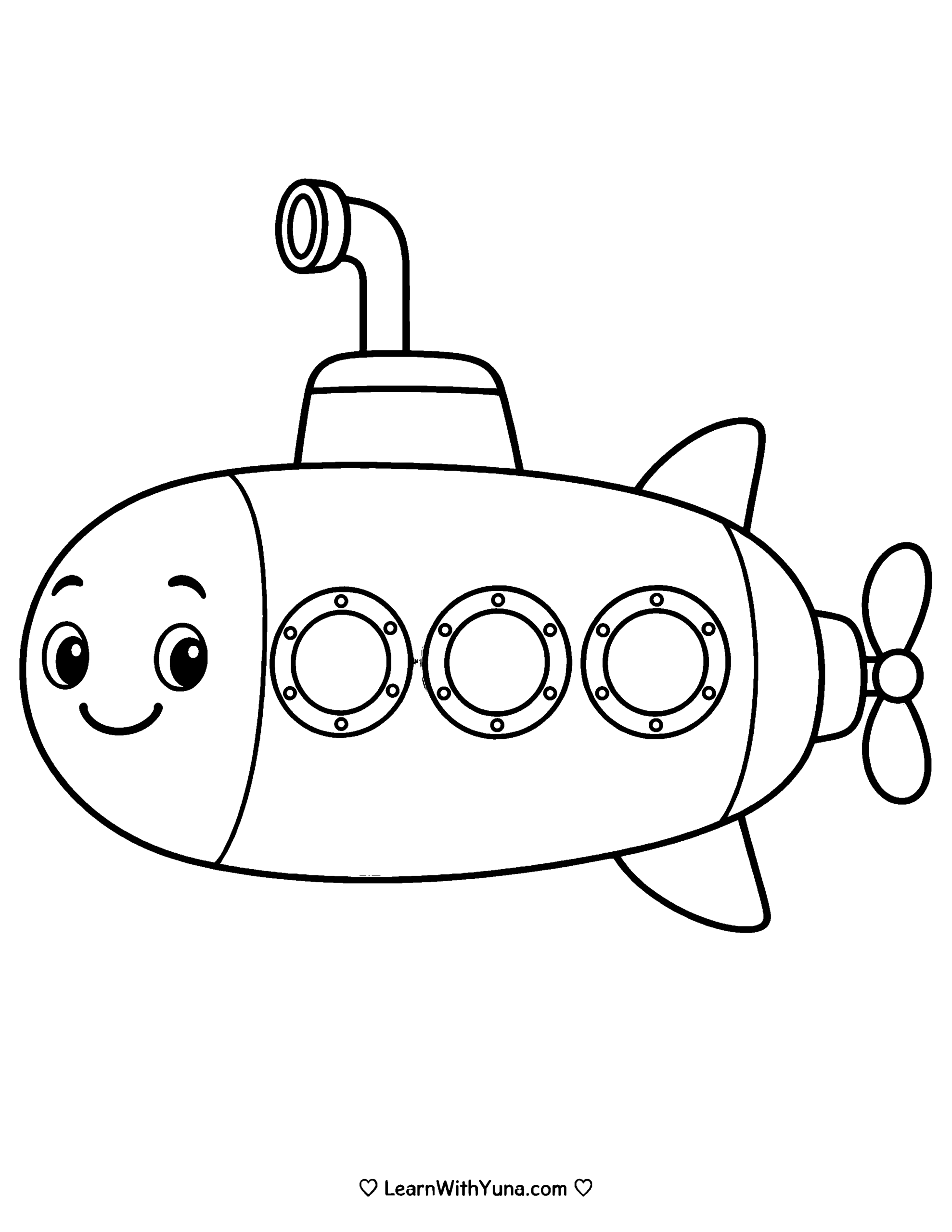 Cute Submarine Coloring Page