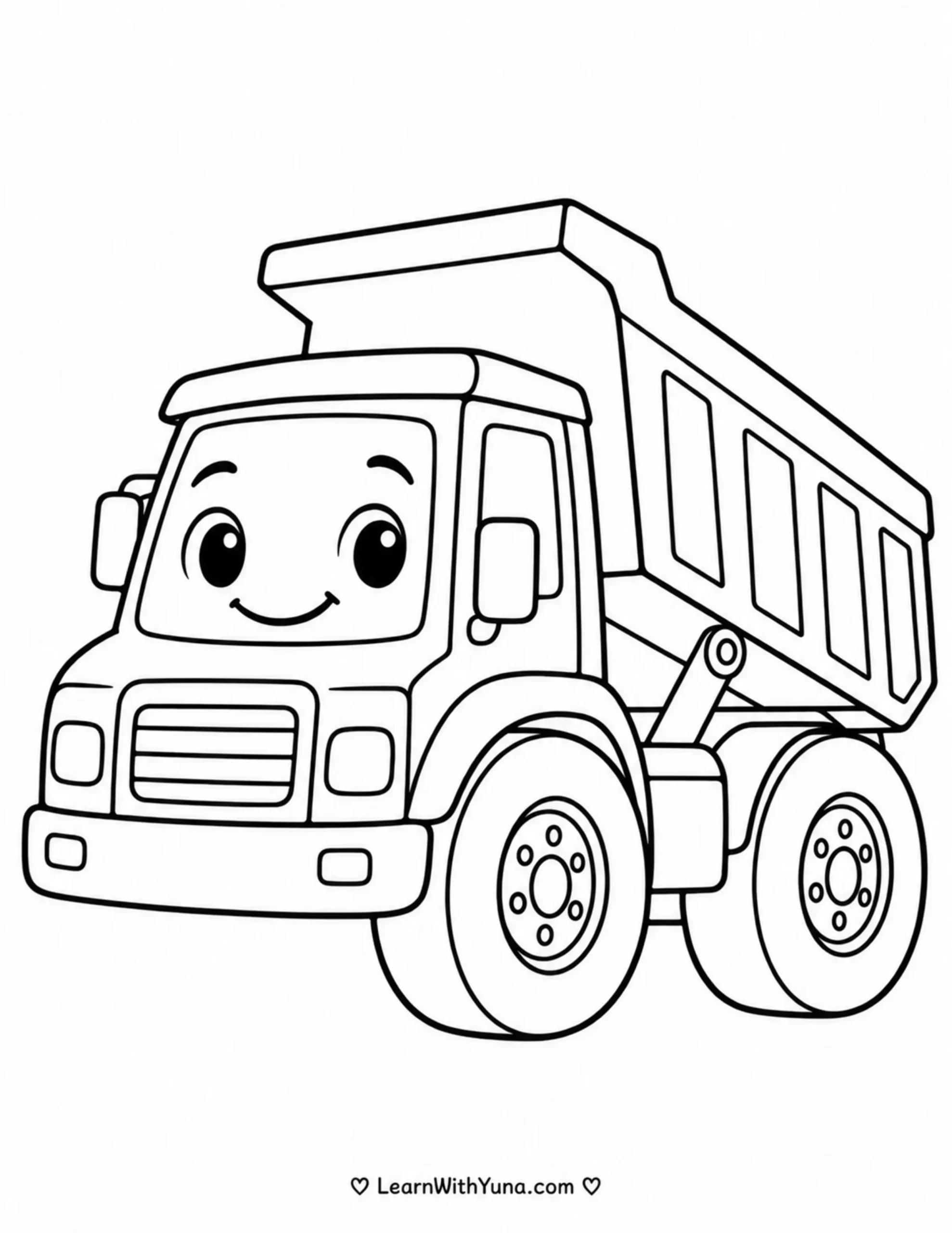 Friendly Dump Truck Coloring Page