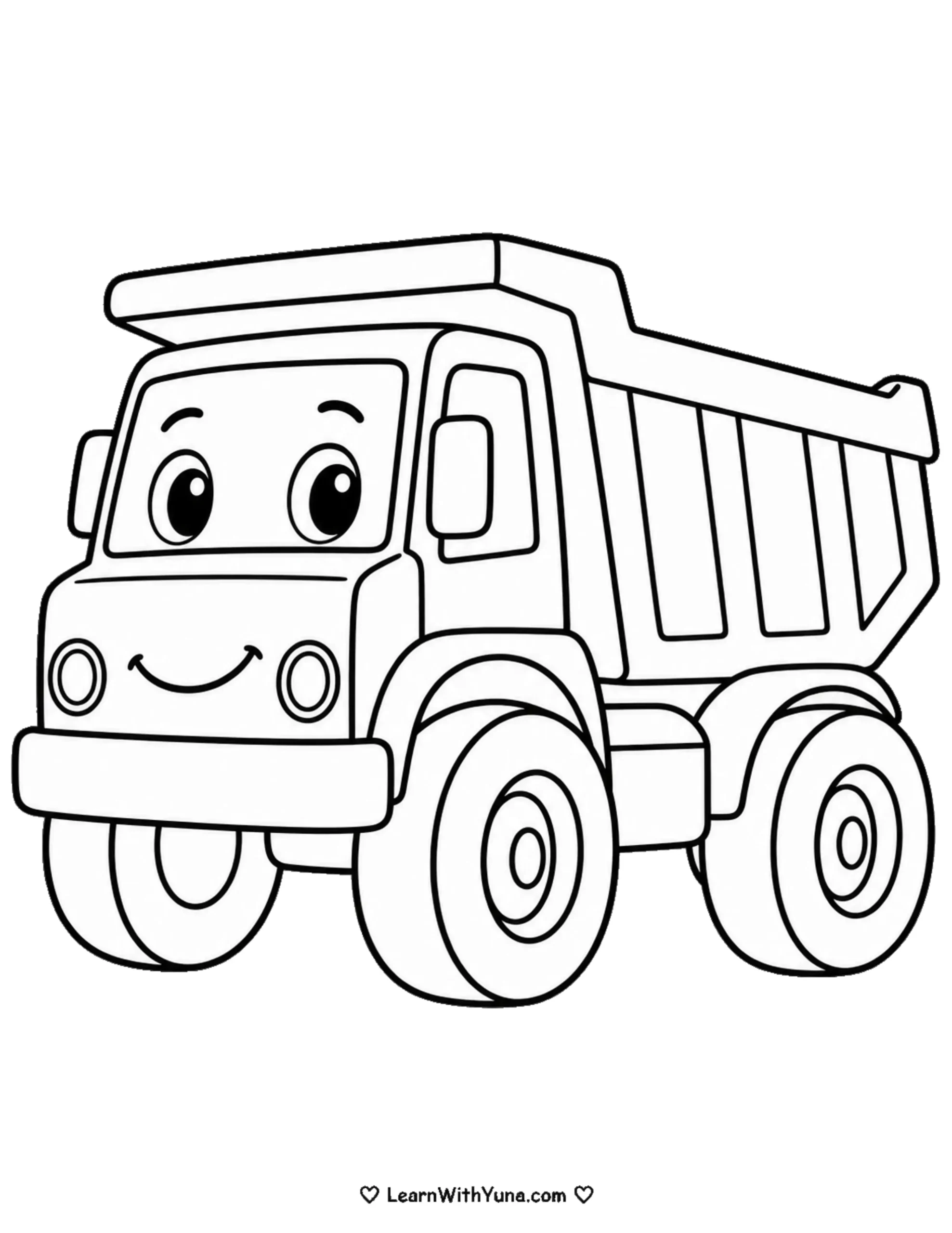 Friendly Dump Truck Coloring Page