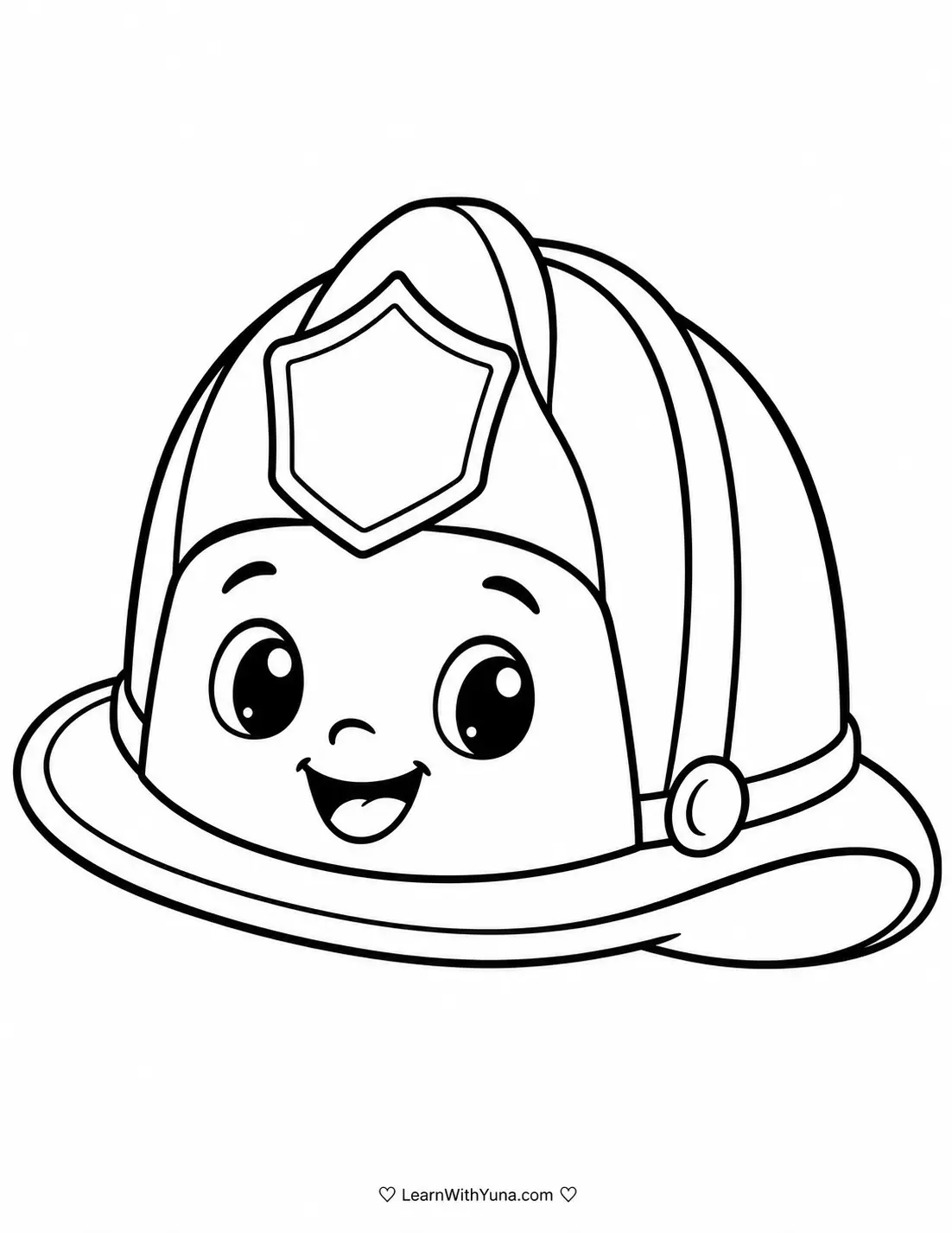 Friendly Firefighter Helmet Coloring Page