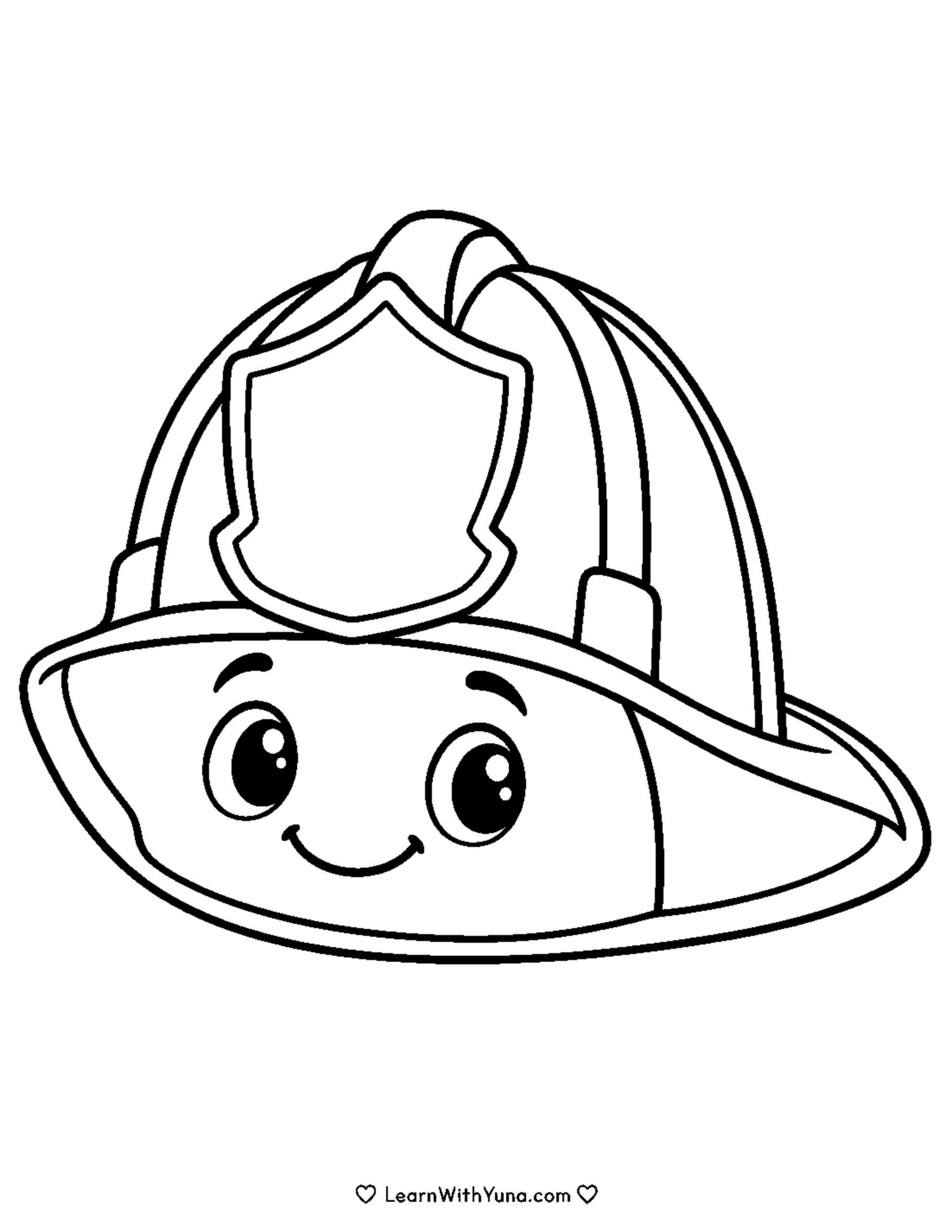 Friendly Firefighter Helmet Coloring Page
