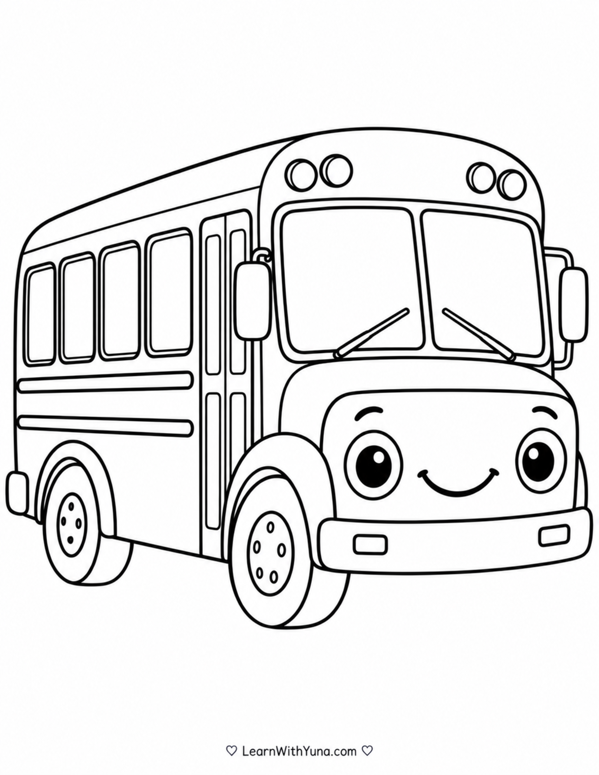 Friendly School Bus Coloring Page