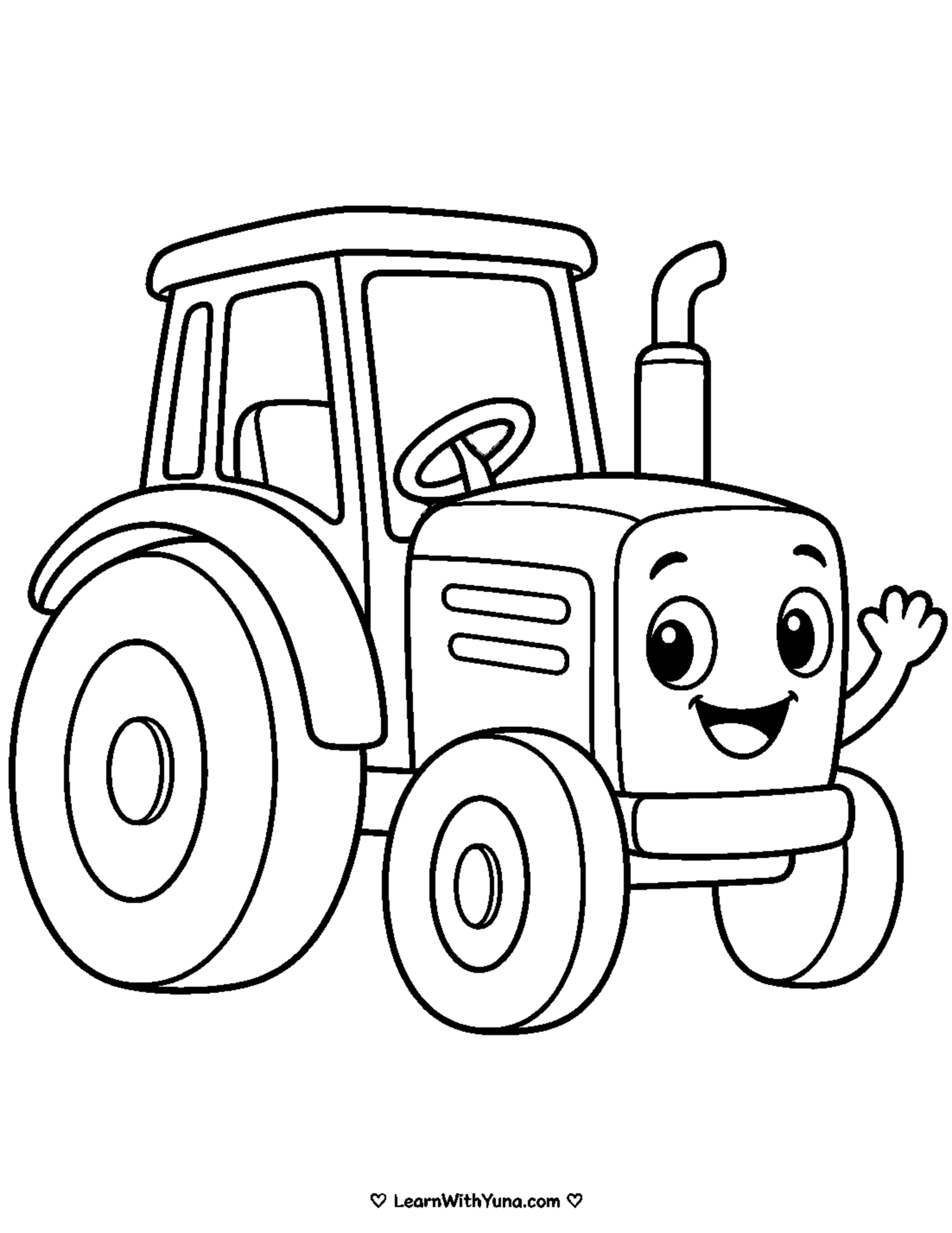 Friendly Tractor Coloring Page