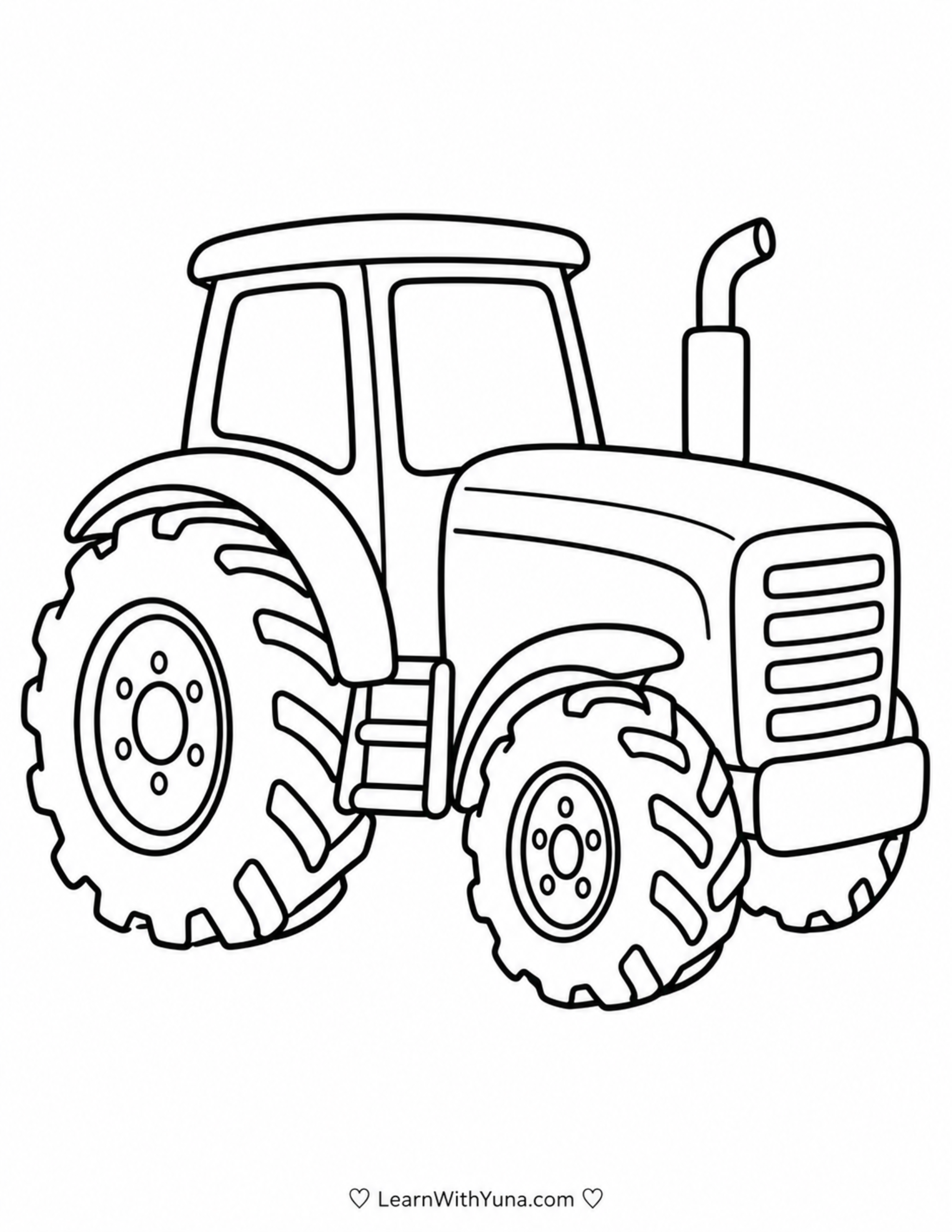 Friendly Tractor Coloring Page