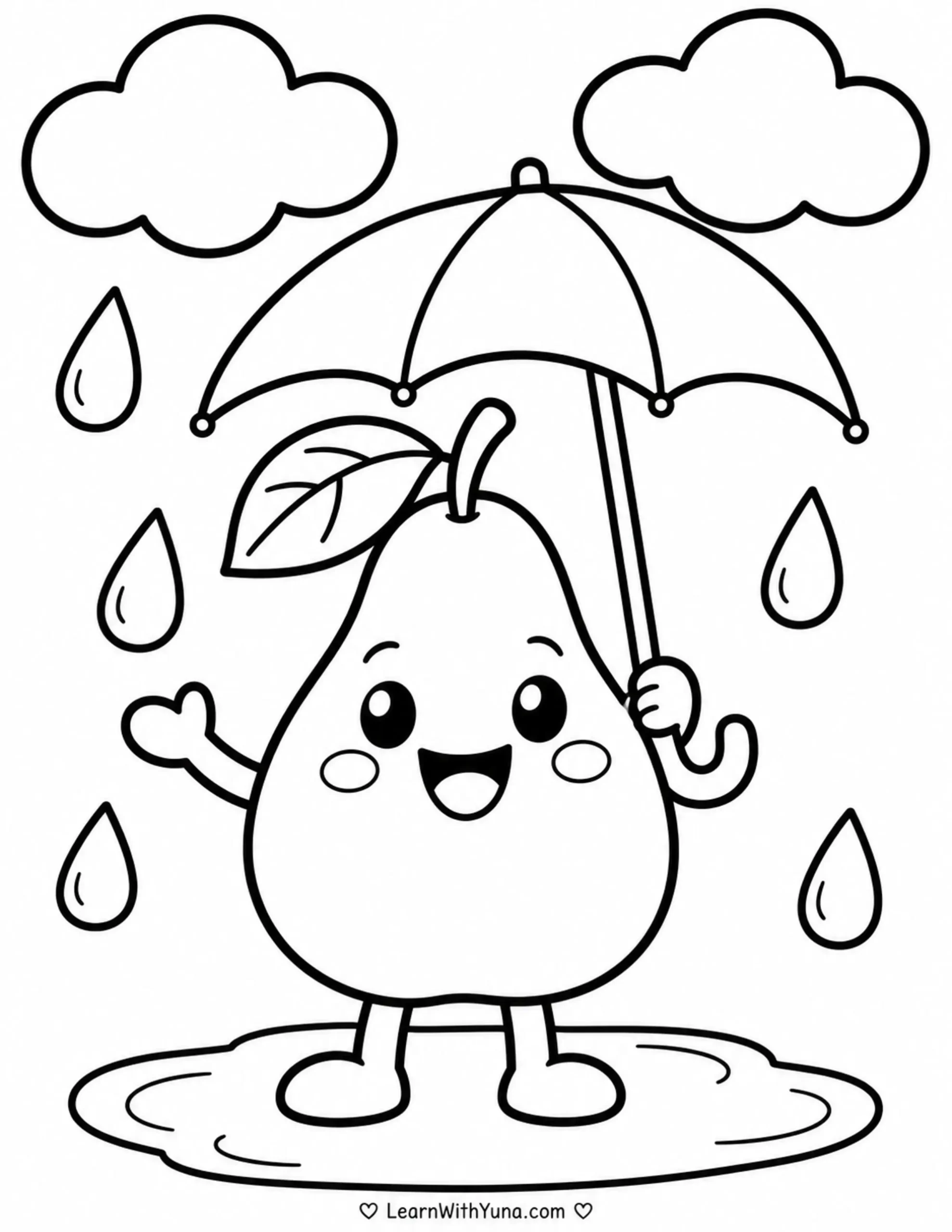 Happy Pear’s Rainy-Day Umbrella Coloring Page