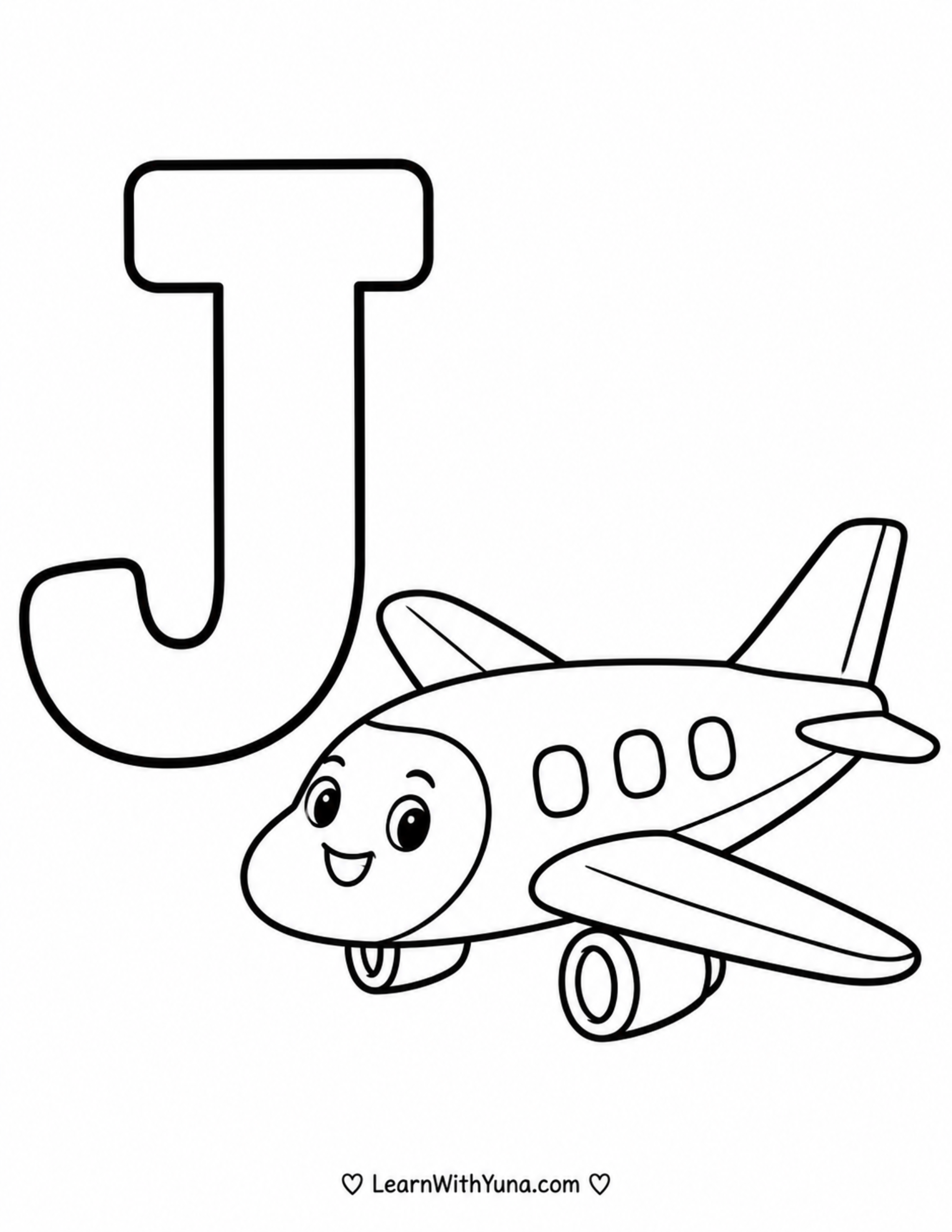 Letter J Jet Coloring Page