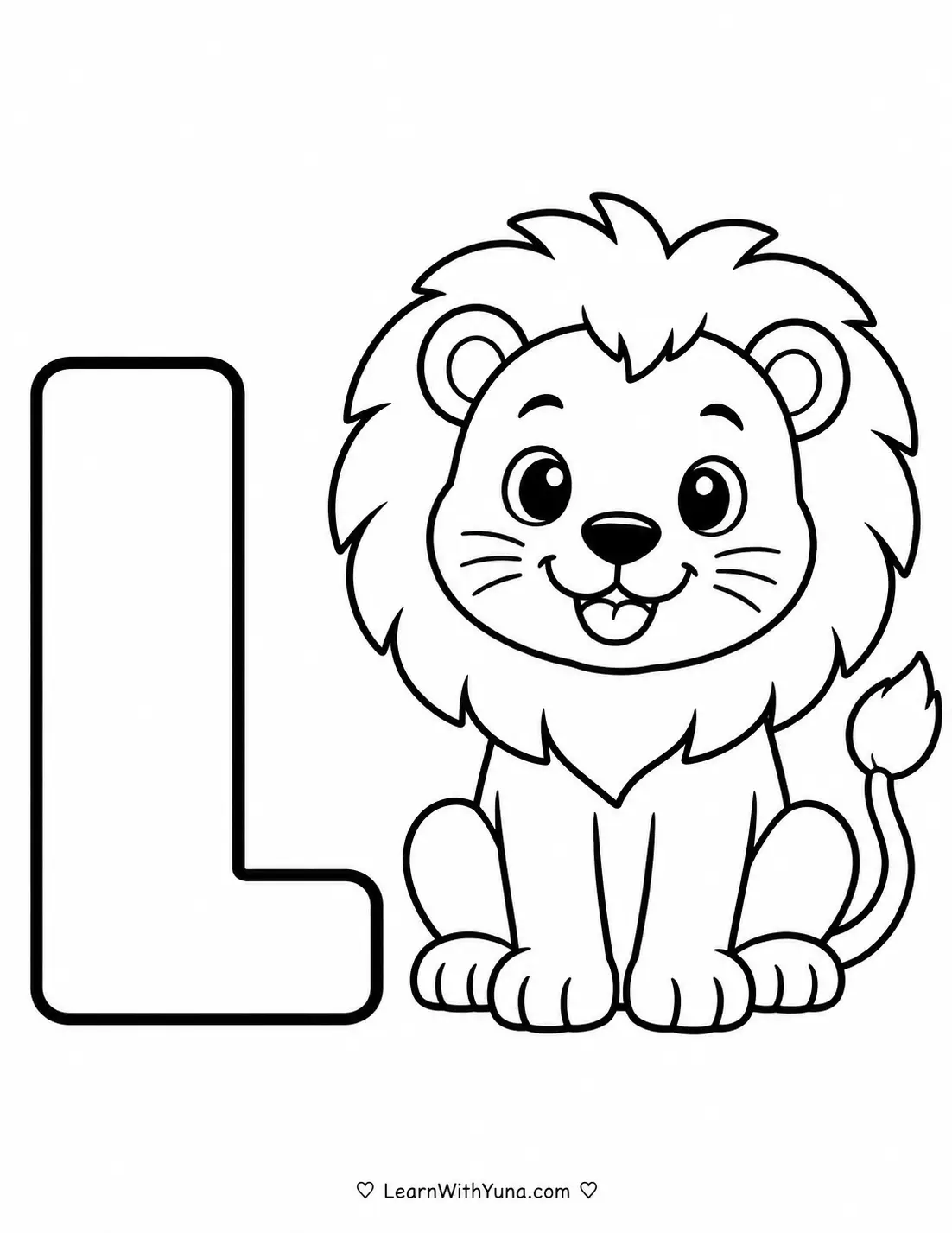 Letter L Lion Coloring Page