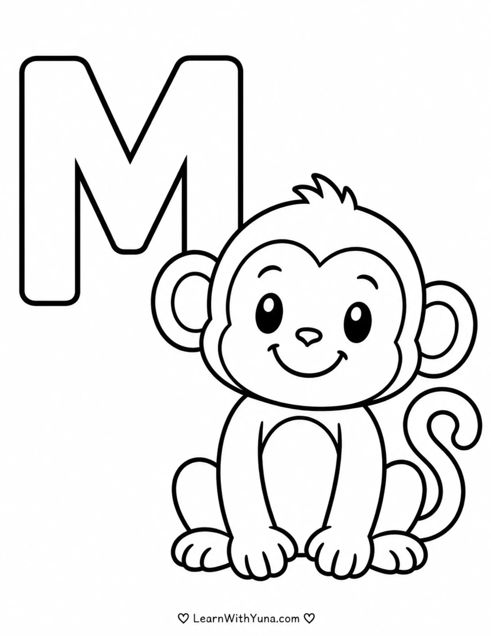Letter M Monkey Coloring Page