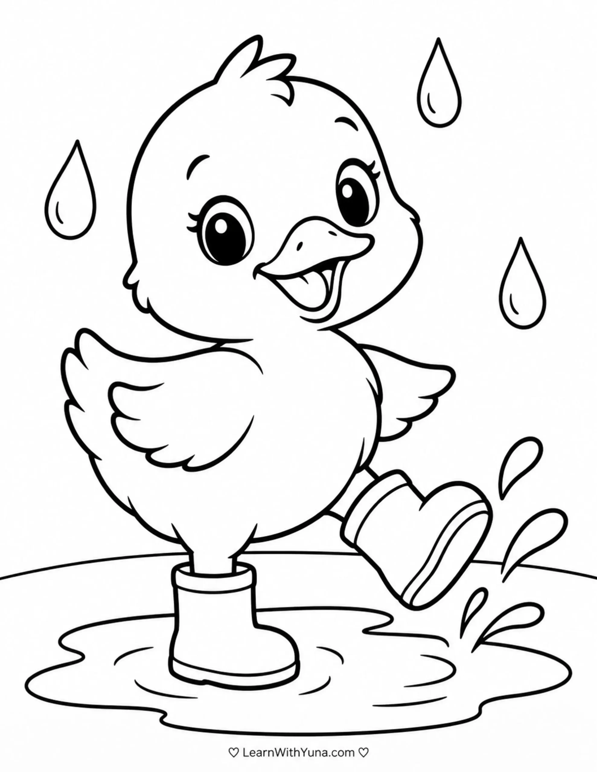 Little Duck’s Puddle Splash Coloring Page