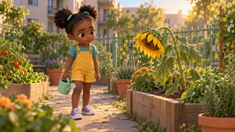Nia and the Drooping Sunflower