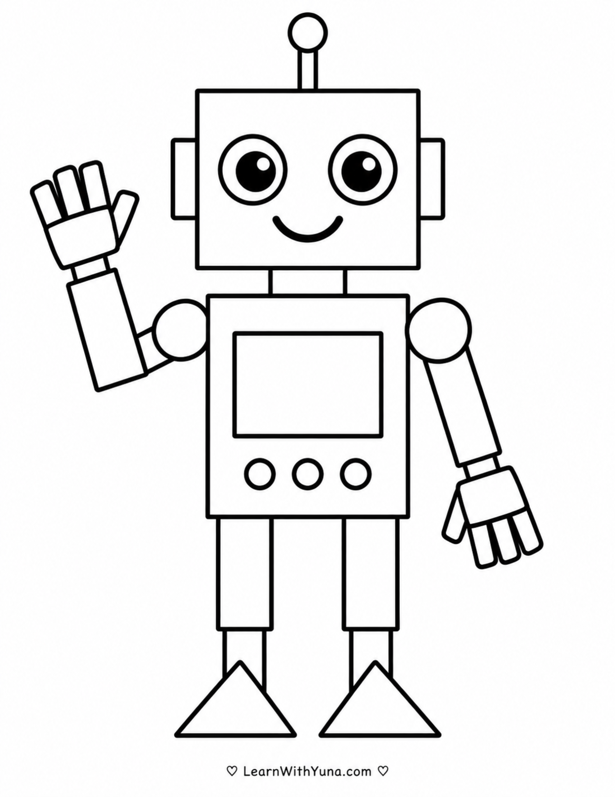 Friendly Shape Robot Coloring Page