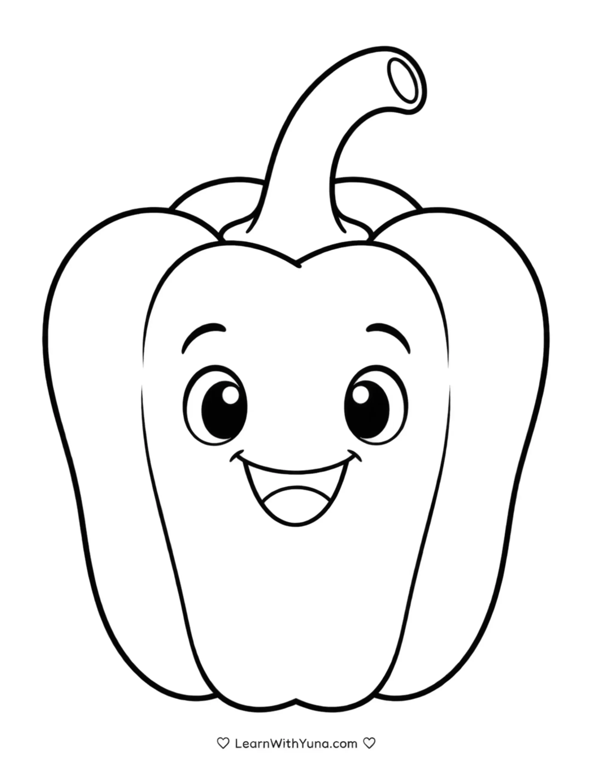 Smiling Bell Pepper Coloring Page
