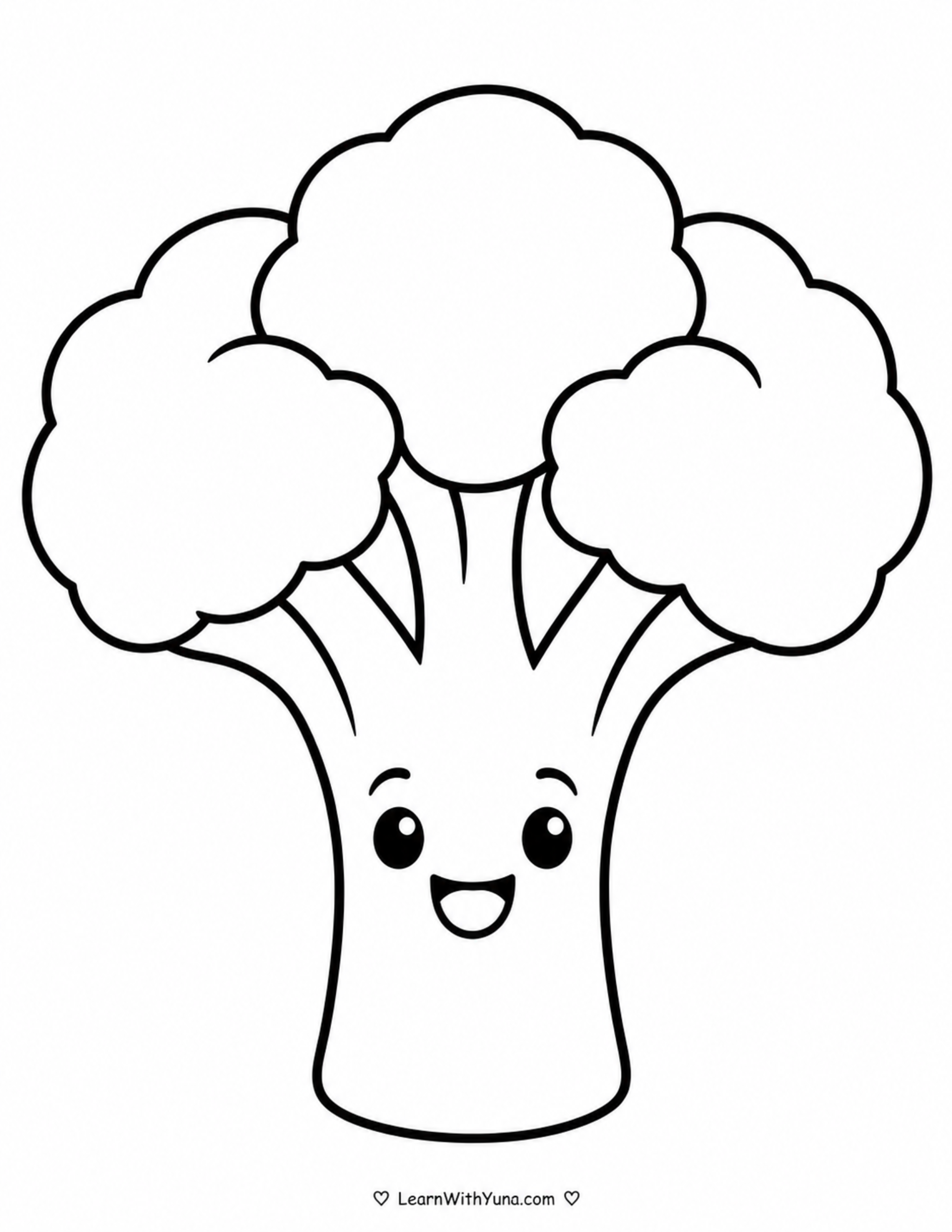 Smiling Broccoli Coloring Page