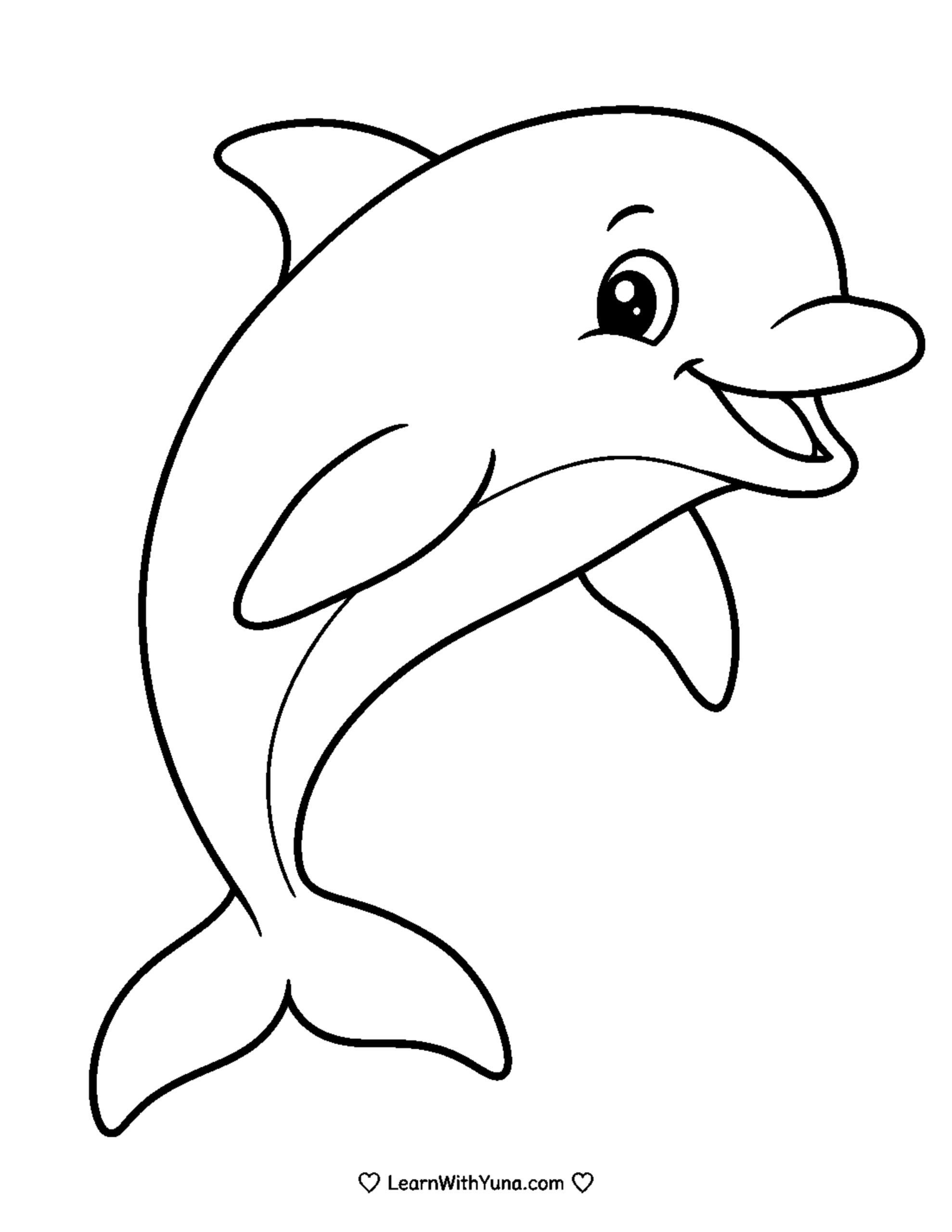 Smiling Dolphin Coloring Page