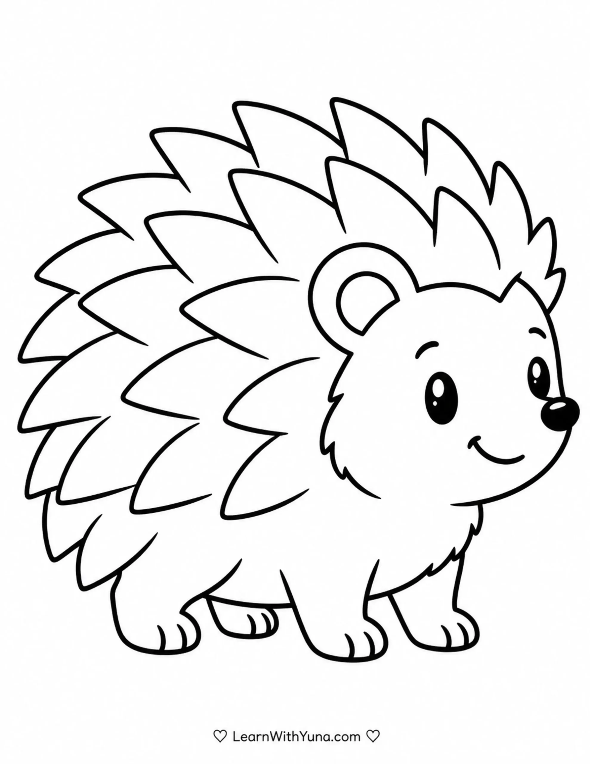 Smiling Hedgehog Coloring Page