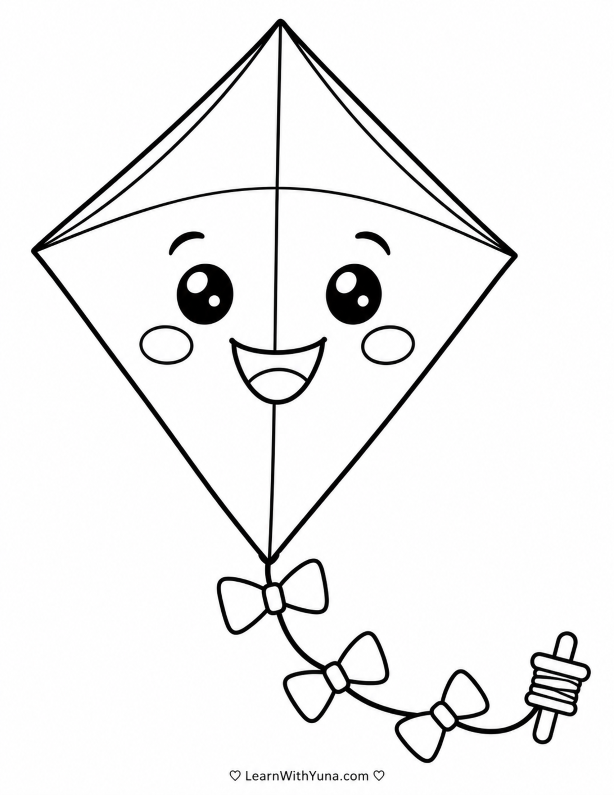 Smiling Kite Coloring Page