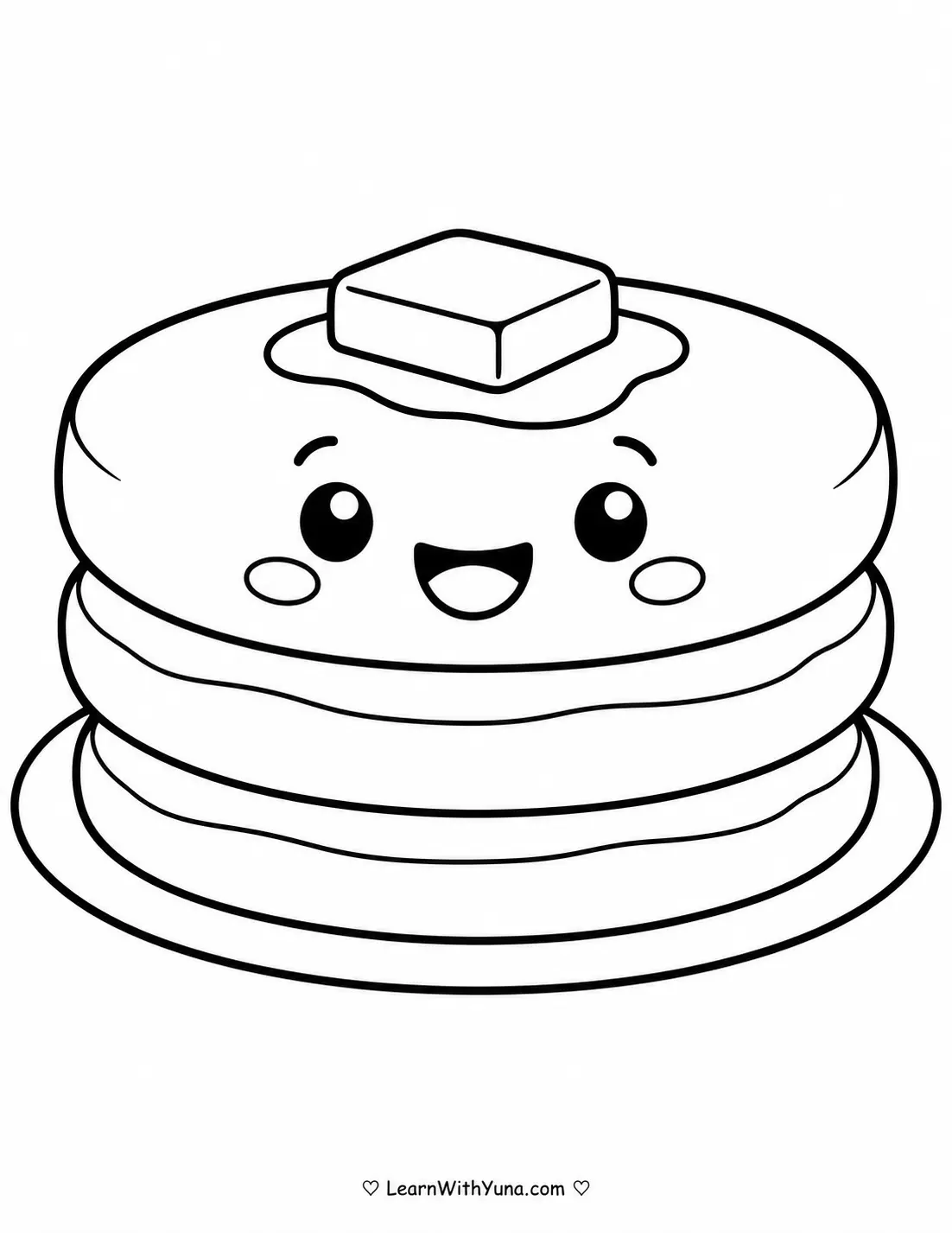 Smiling Pancake Stack Coloring Page