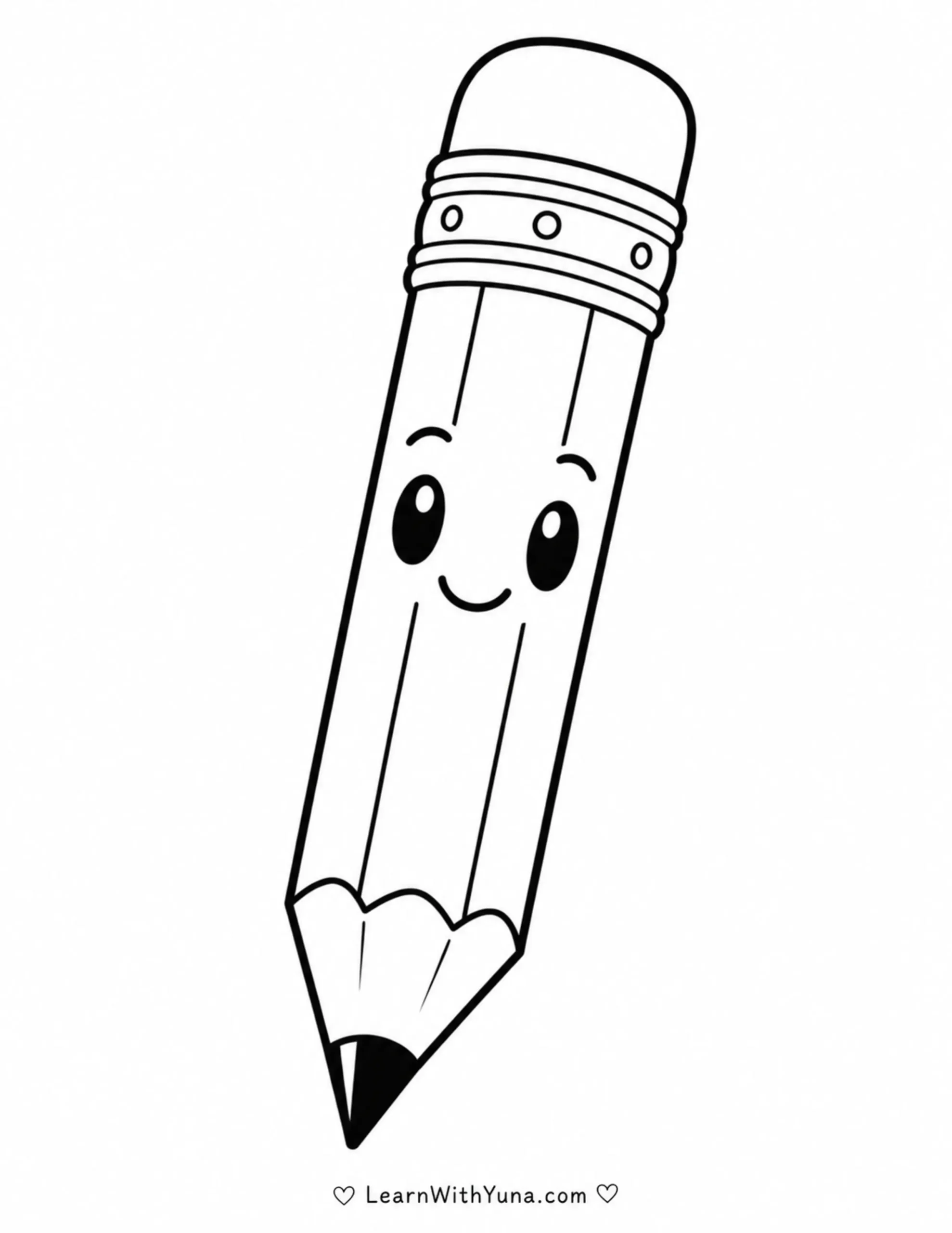 Smiling Pencil Coloring Page