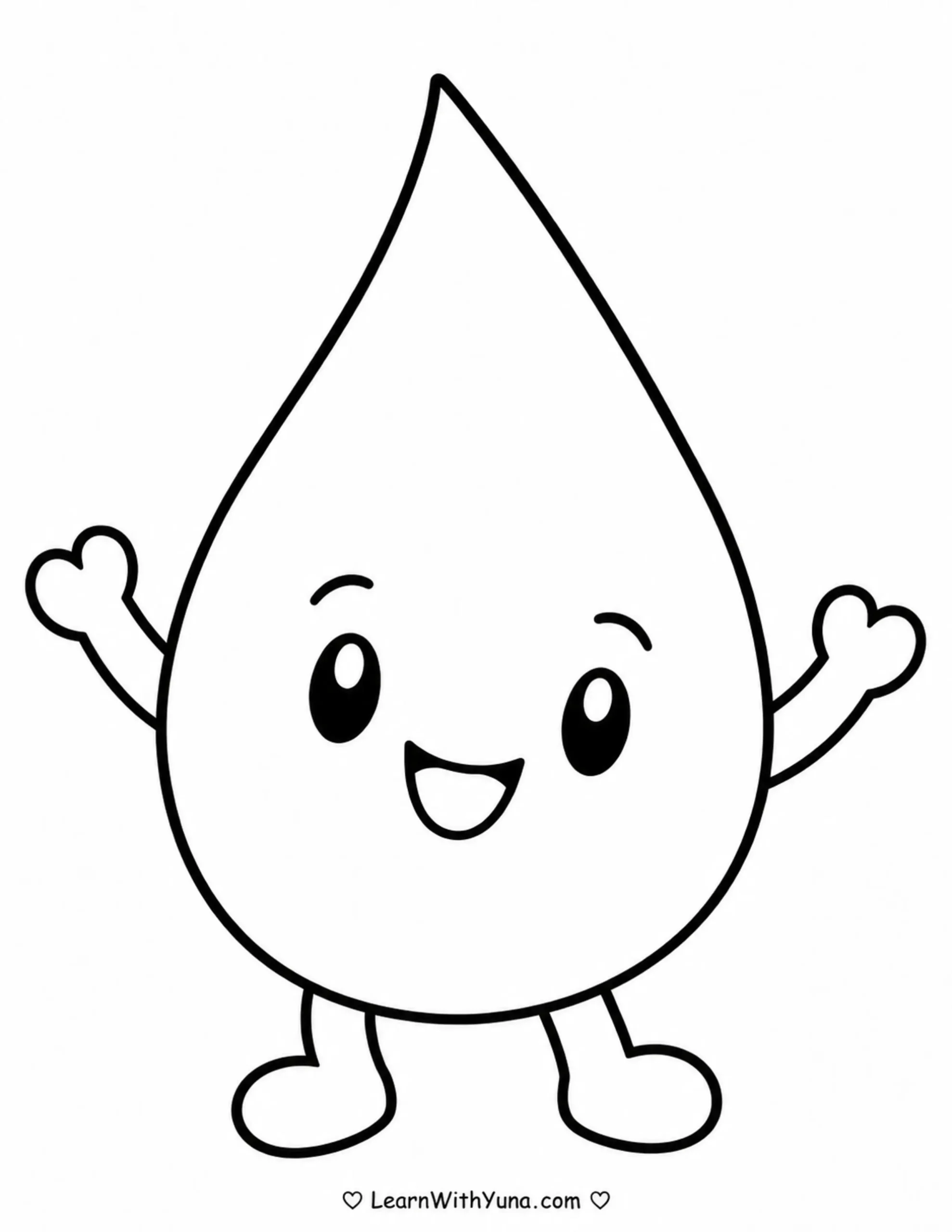 Smiling Raindrop Coloring Page