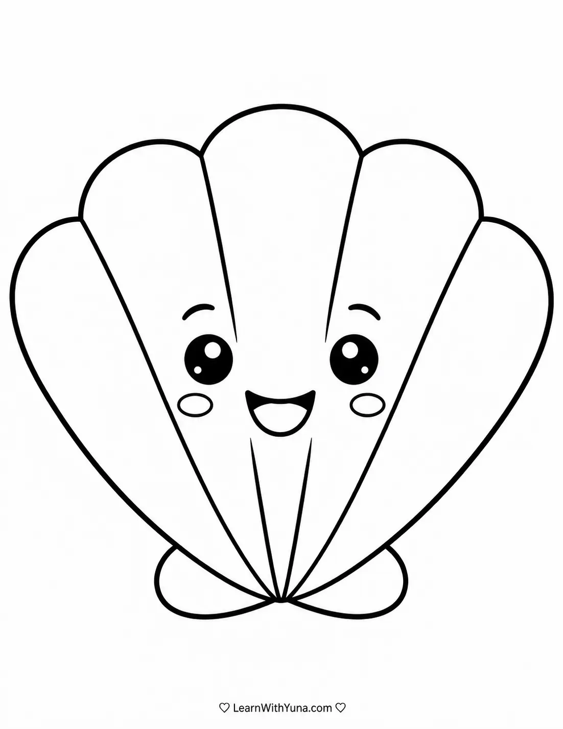 Smiling Seashell Coloring Page