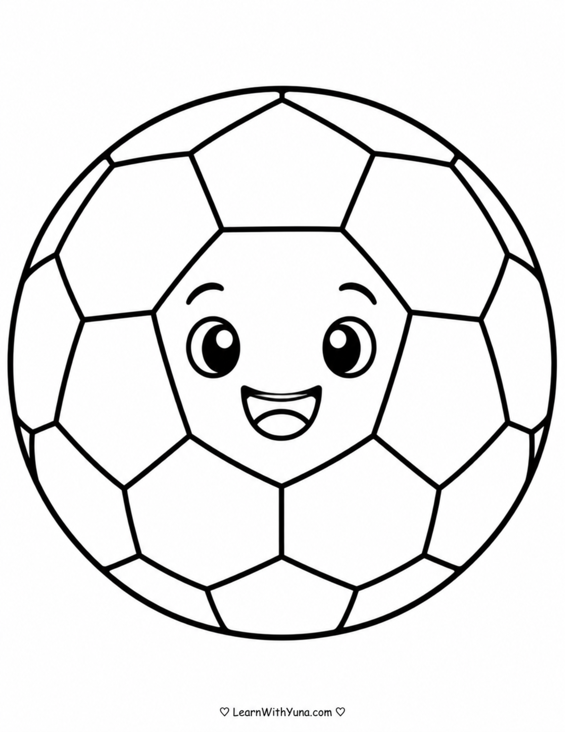Smiling Soccer Ball Coloring Page