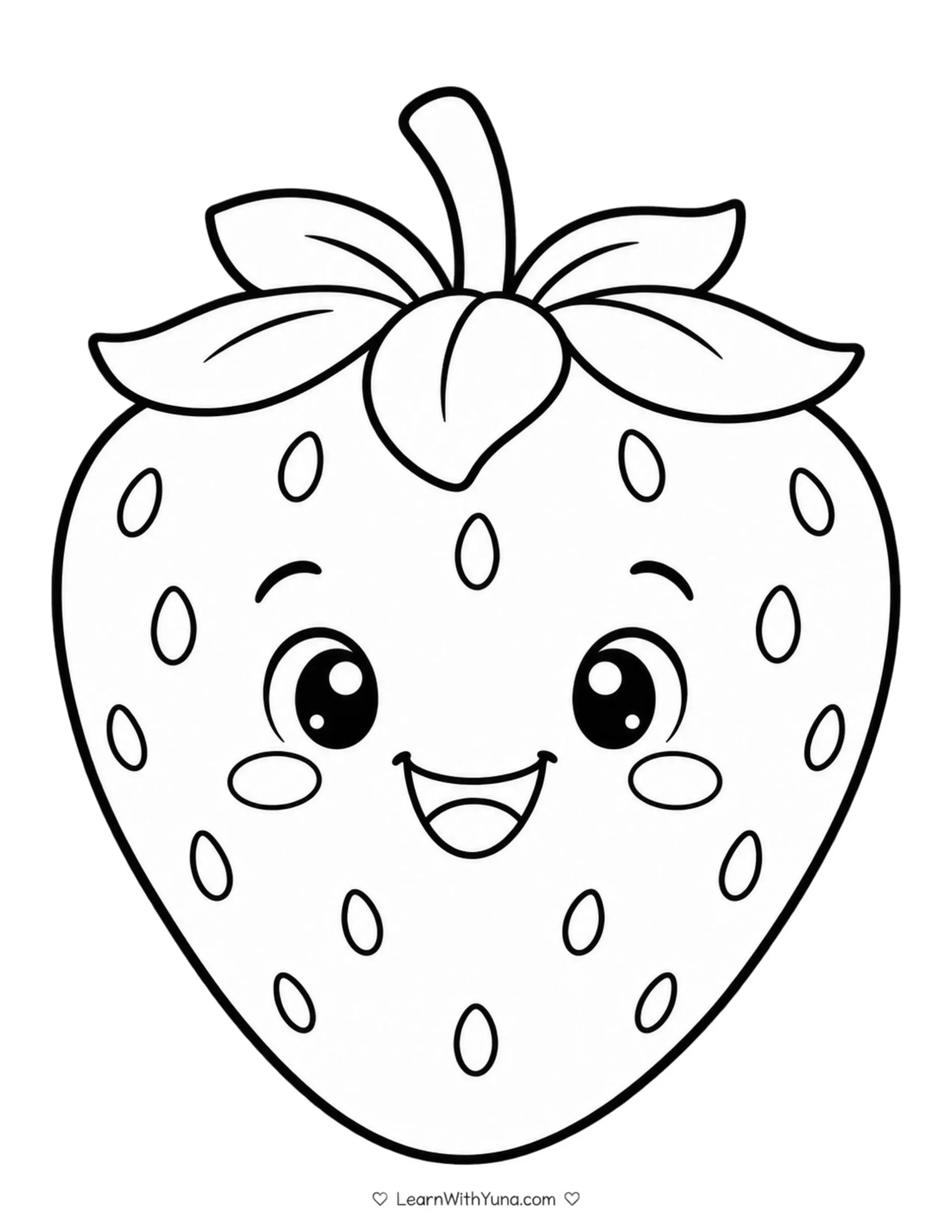 Smiling Strawberry Coloring Page
