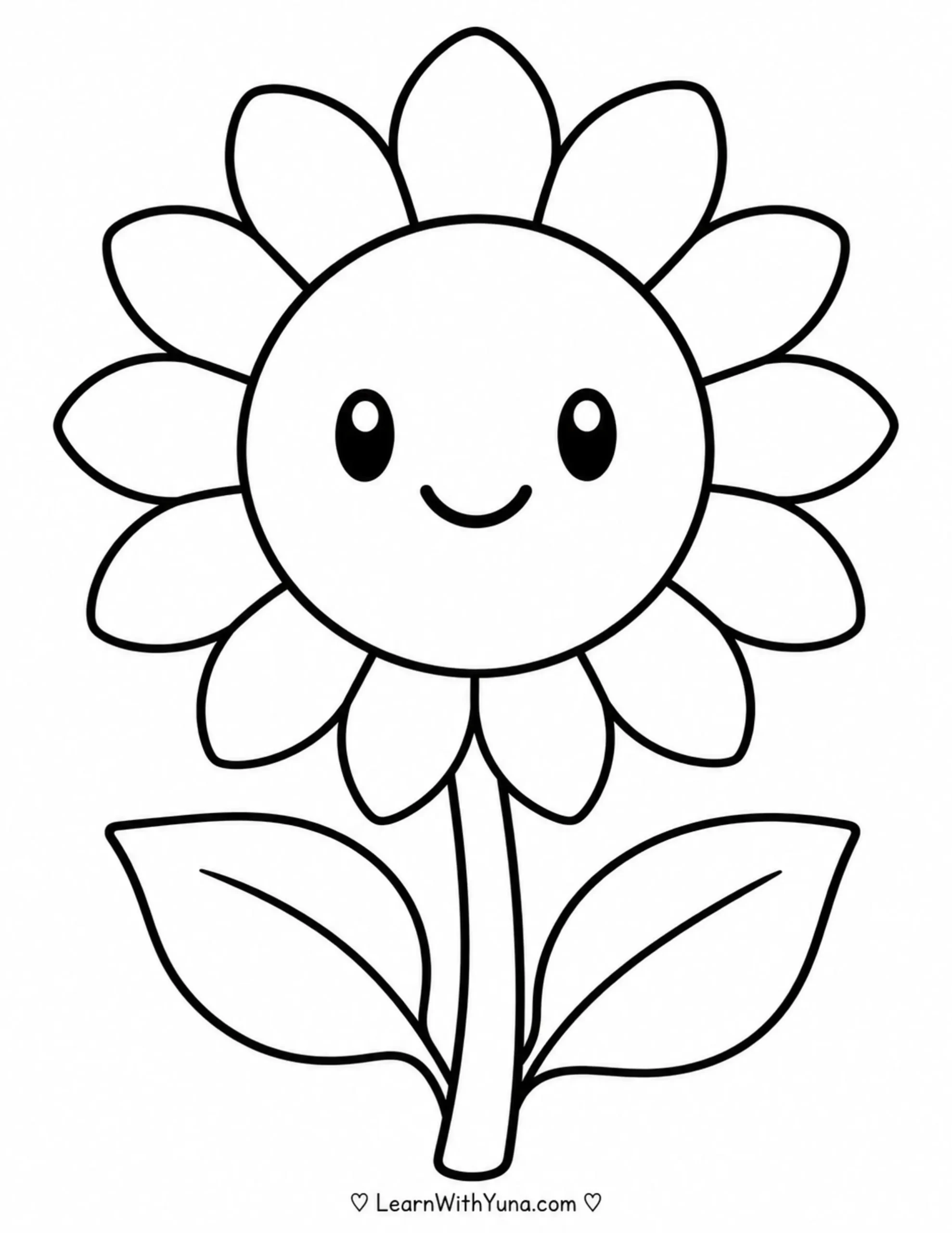 Smiling Sunflower Coloring Page