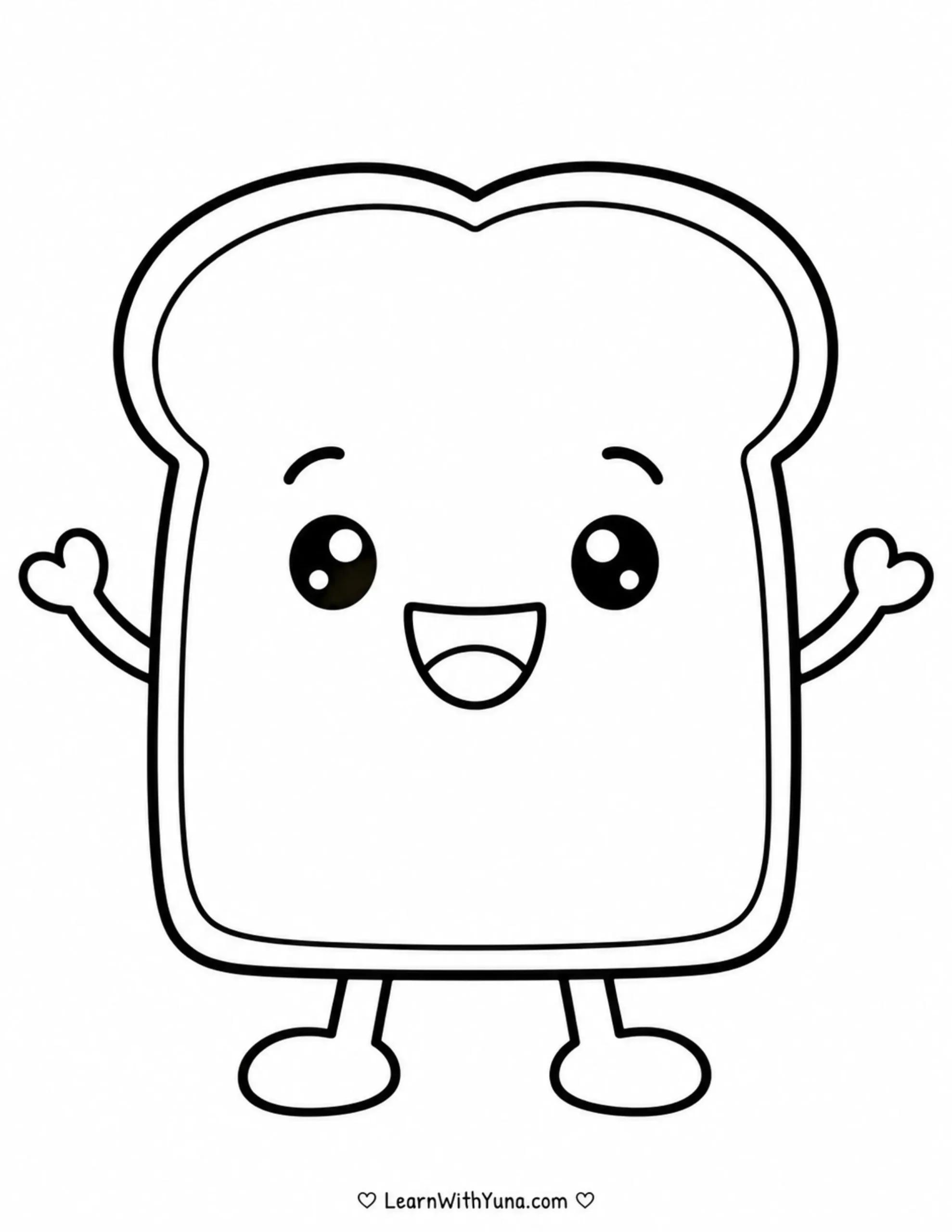 Smiling Toast Coloring Page