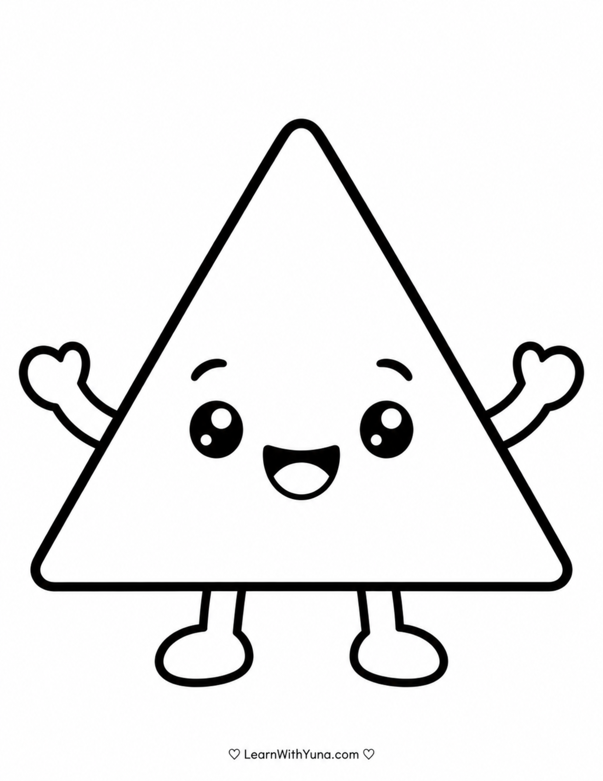 Smiling Triangle Shape Coloring Page