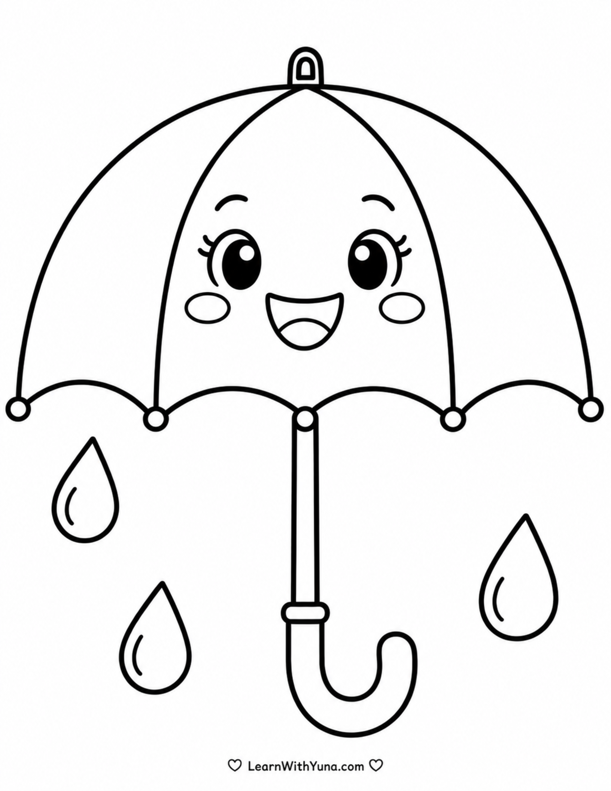 Smiling Umbrella Coloring Page