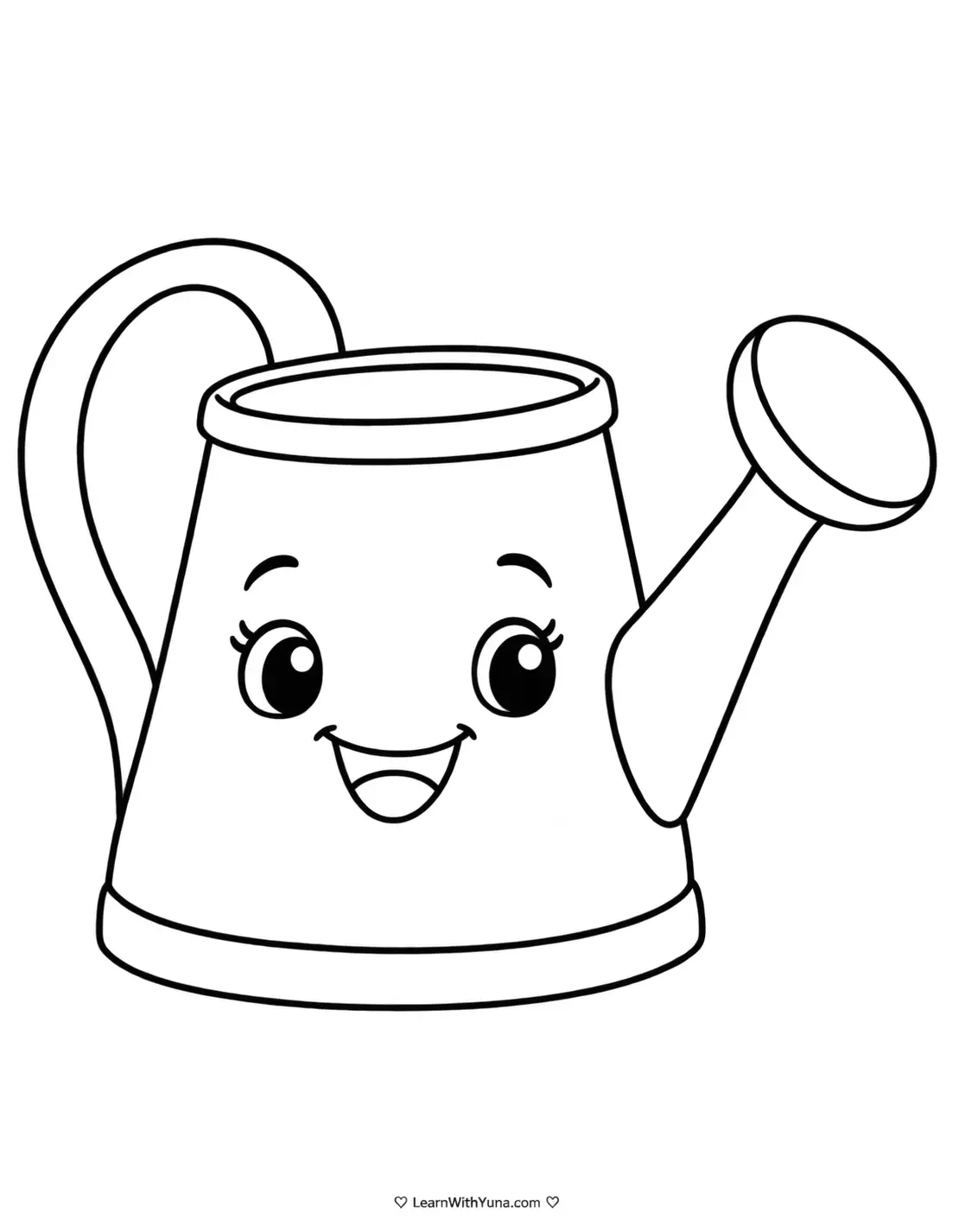 Smiling Watering Can Coloring Page