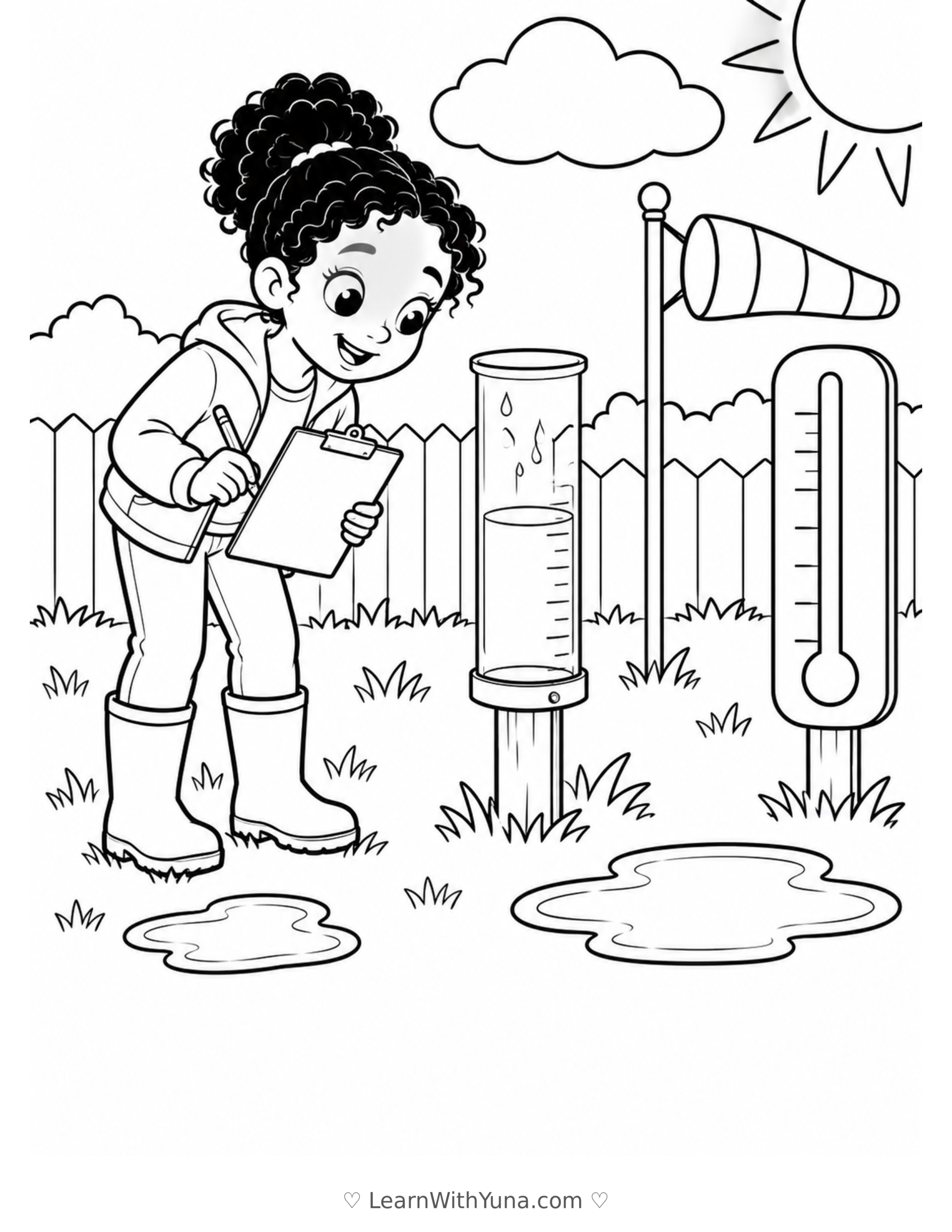 Little Weather Watcher’s Backyard Station Coloring Page