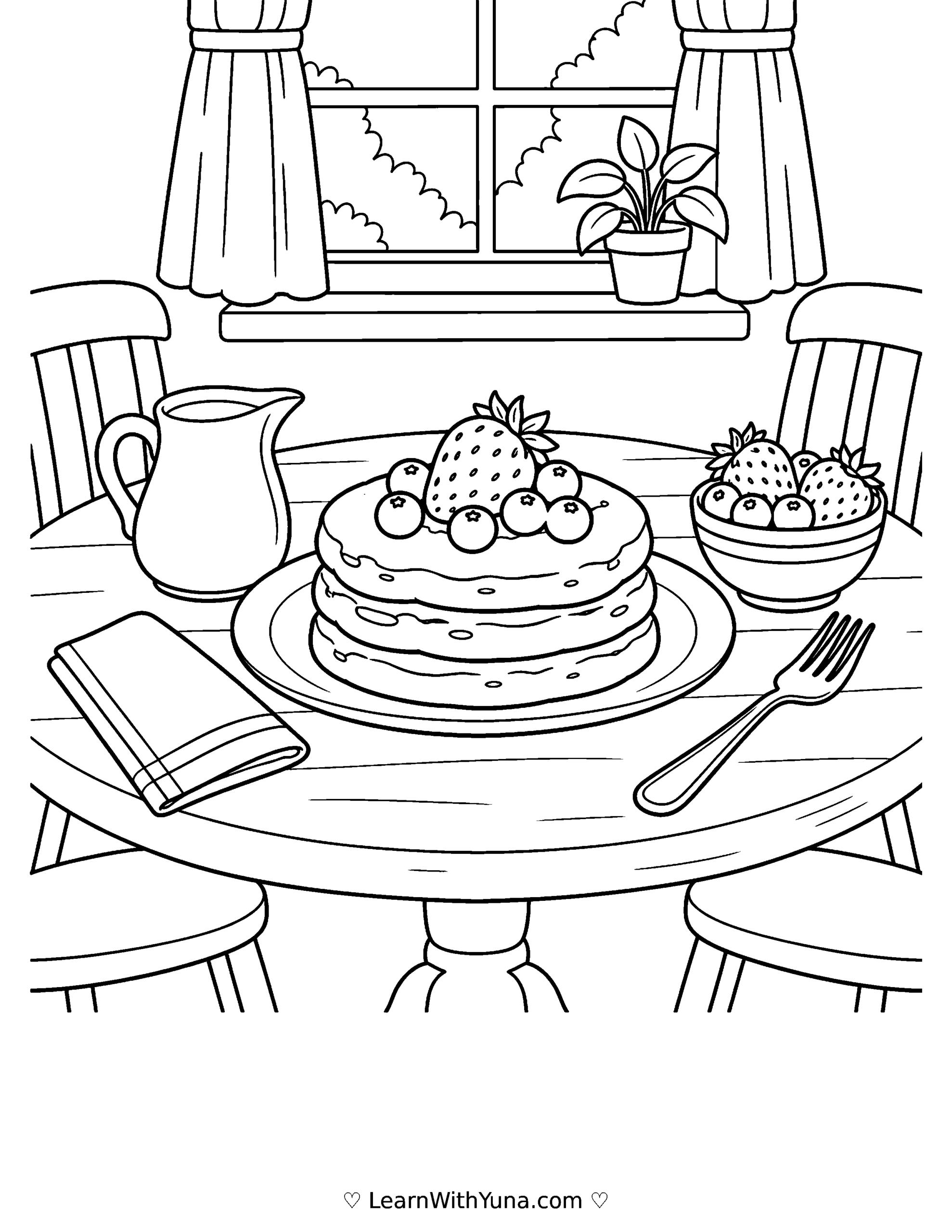 Berry Pancake Breakfast Coloring Page