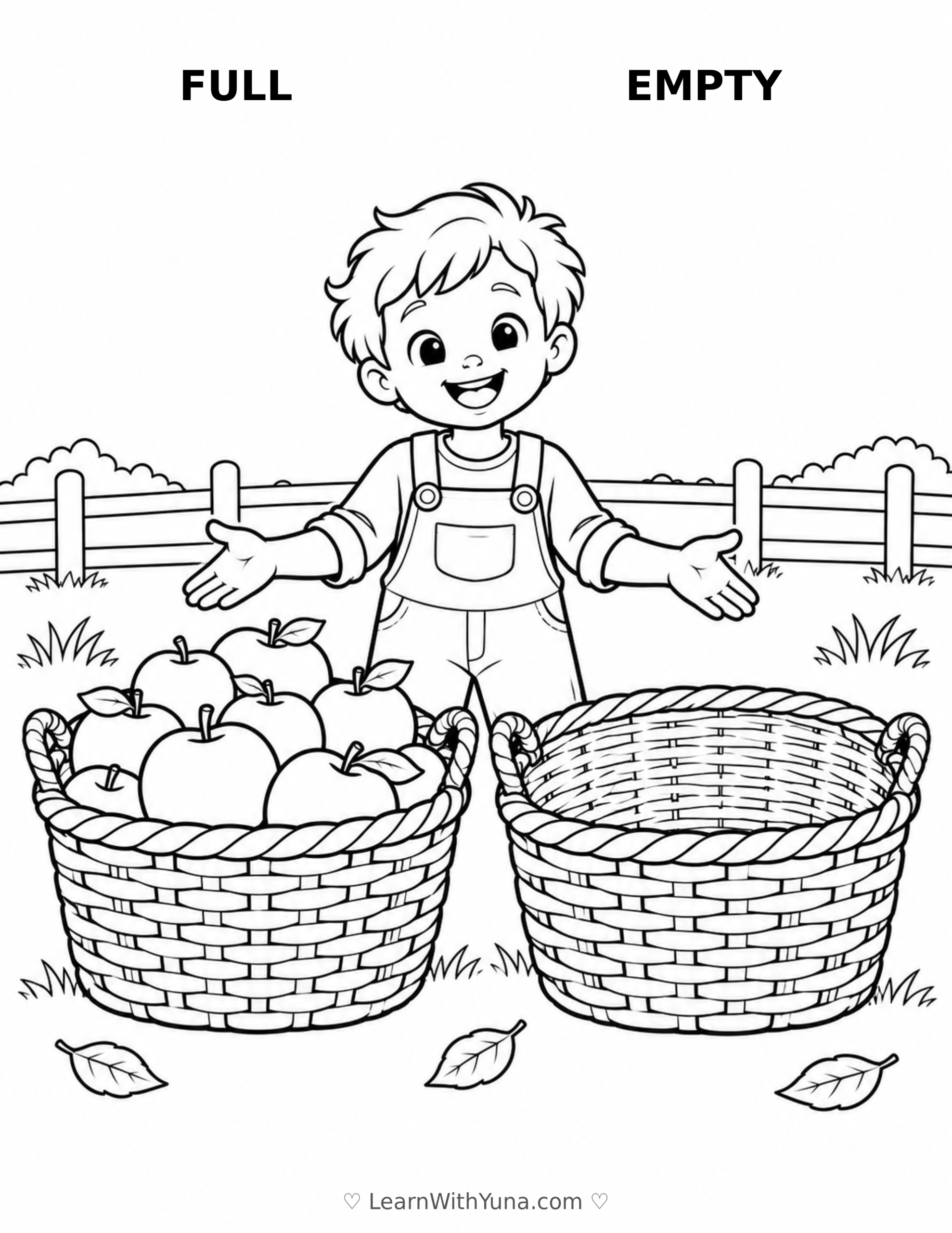 Full and Empty Apple Baskets Coloring Page