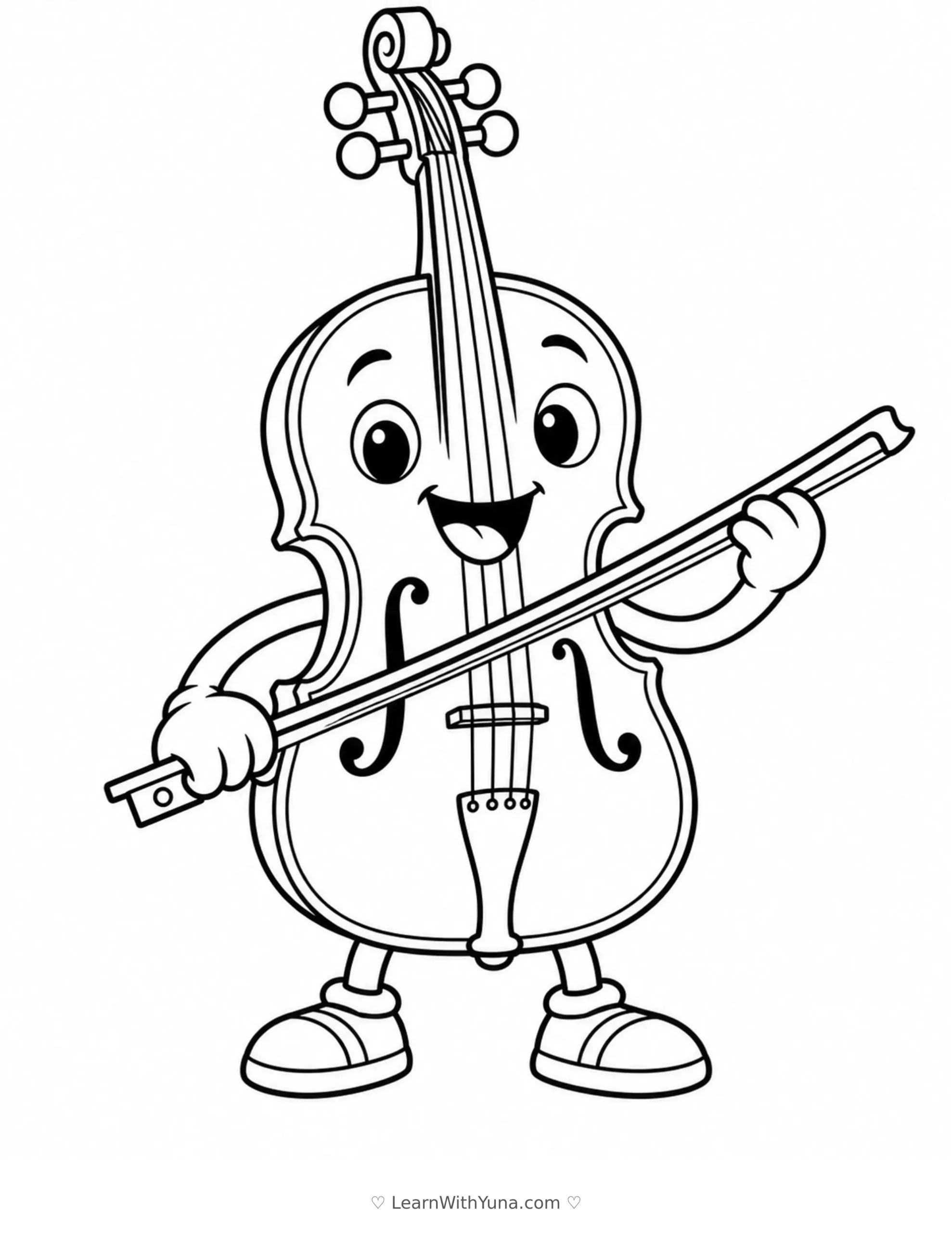 Happy Violin’s First Bow Coloring Page