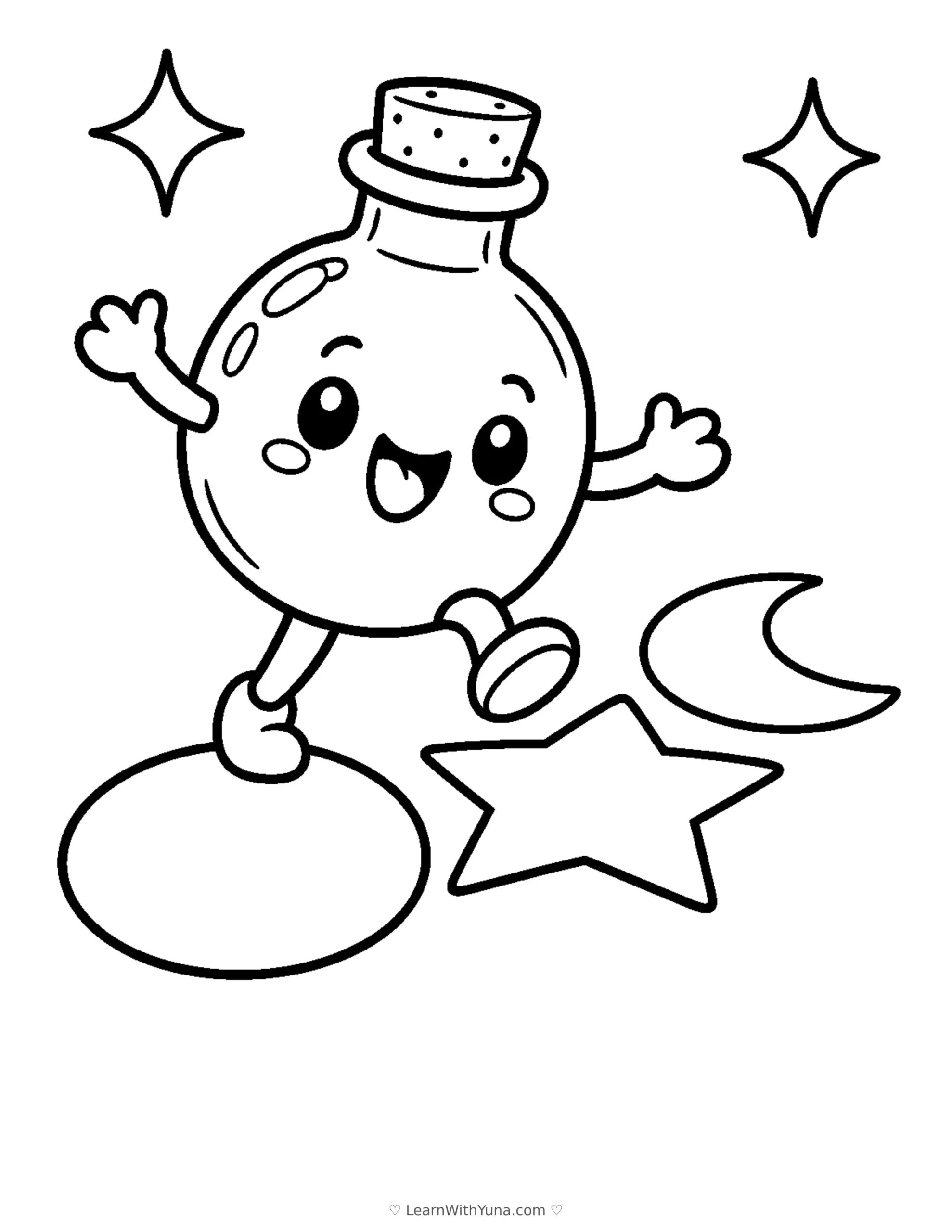 Little Potion Bottle’s Shape Hop Coloring Page