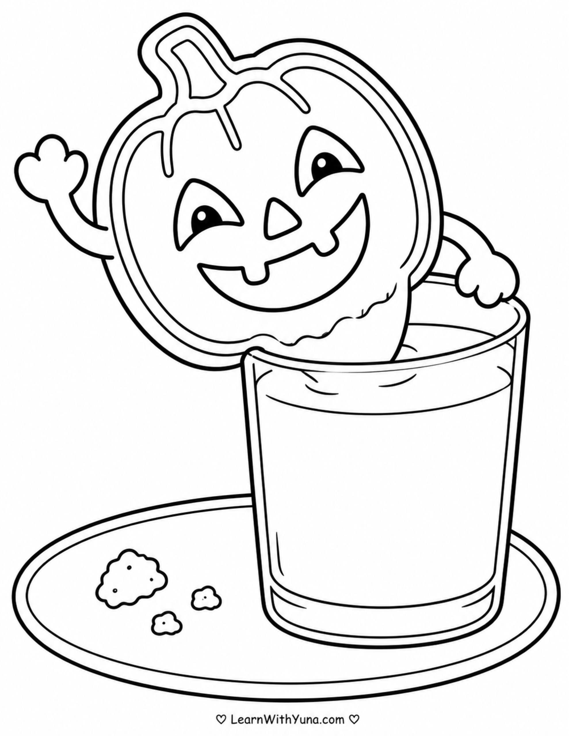 Little Pumpkin Cookie’s Milk Dunk Coloring Page